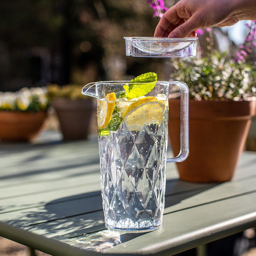 KOZIOL Kanne CRYSTAL, Fassungsvermögen 1,6 l, 1,6 l, (1-St), spülmaschinengeeignet