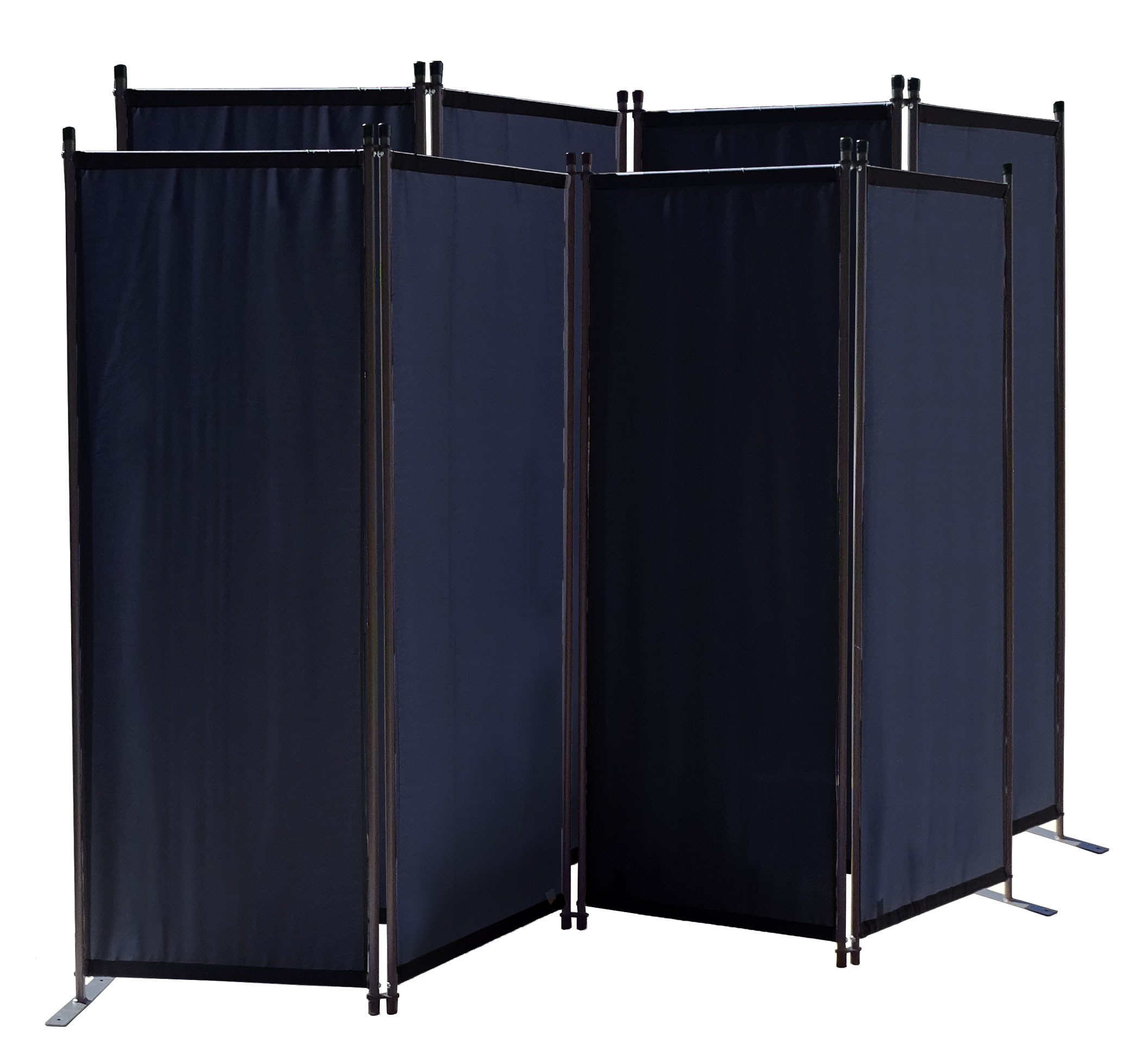 Quick Star Paravent 2x Paravent 4tlg. 220x165cm Schwarz