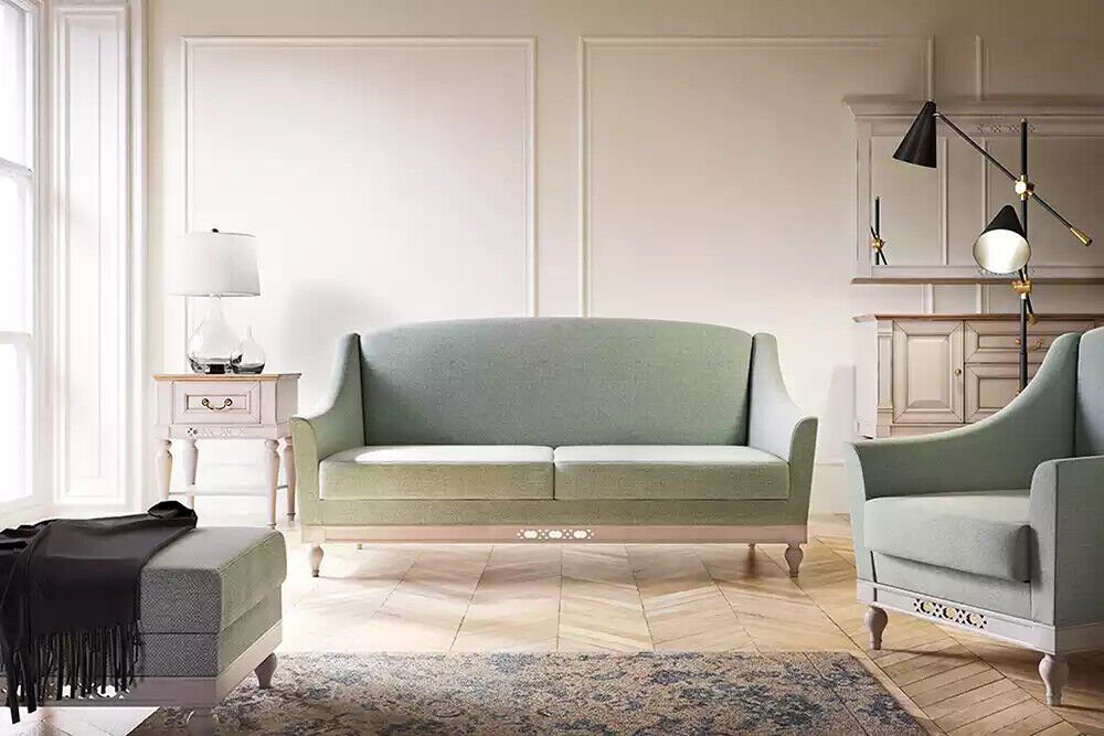 1 Neu Grau Teile, Textil Design Made in Zweisitzer, Polster Holz JVmoebel 2 Sitzer 2-Sitzer Europe Sofa Luxus