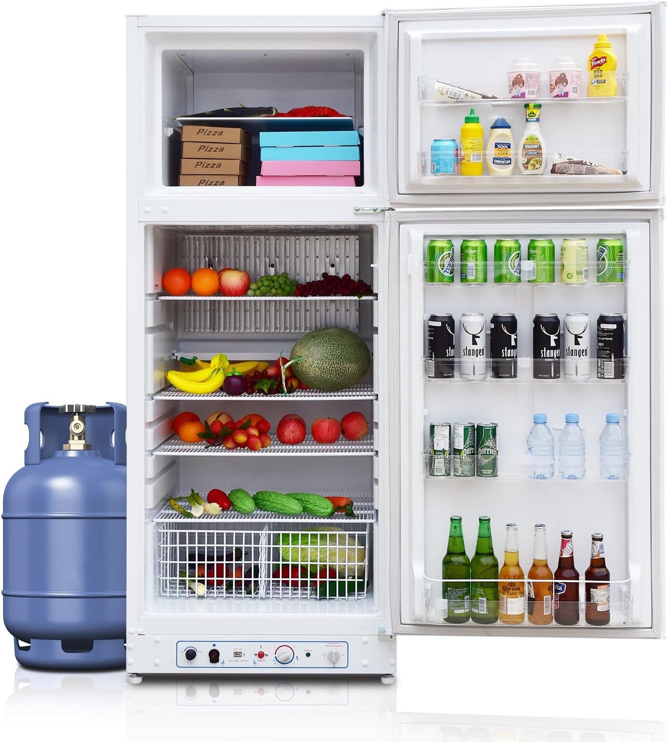 Smad Table Top Kühlschrank DDG-390D2E-B, 176.1 cm hoch, 69 cm breit, 220-240 V, Gas, Wendetür, Geeignet für Familien, Camping usw.