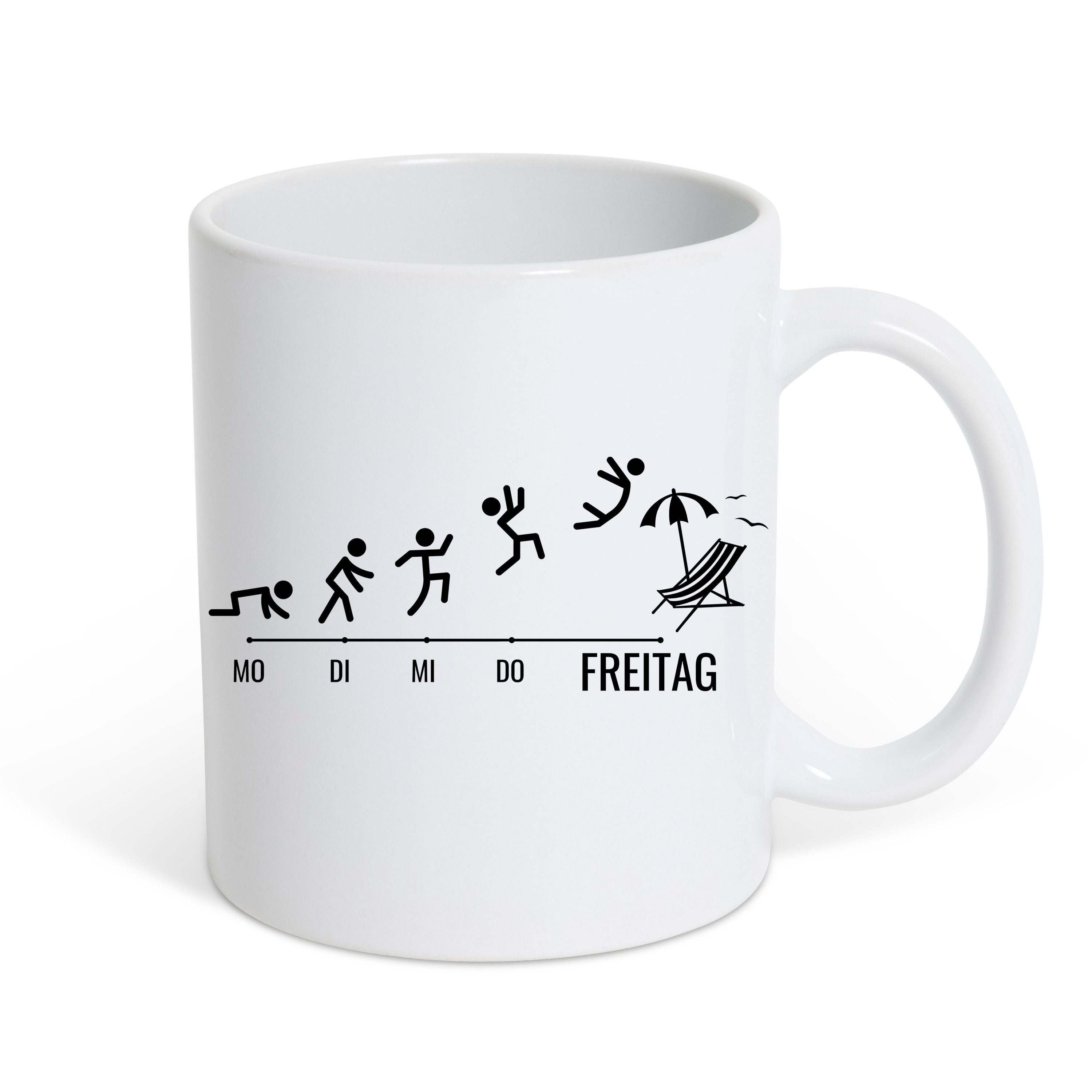 Youth Designz Tasse Freitag Kaffeetasse Geschenk, Keramik, mit lustigem Print Weiß