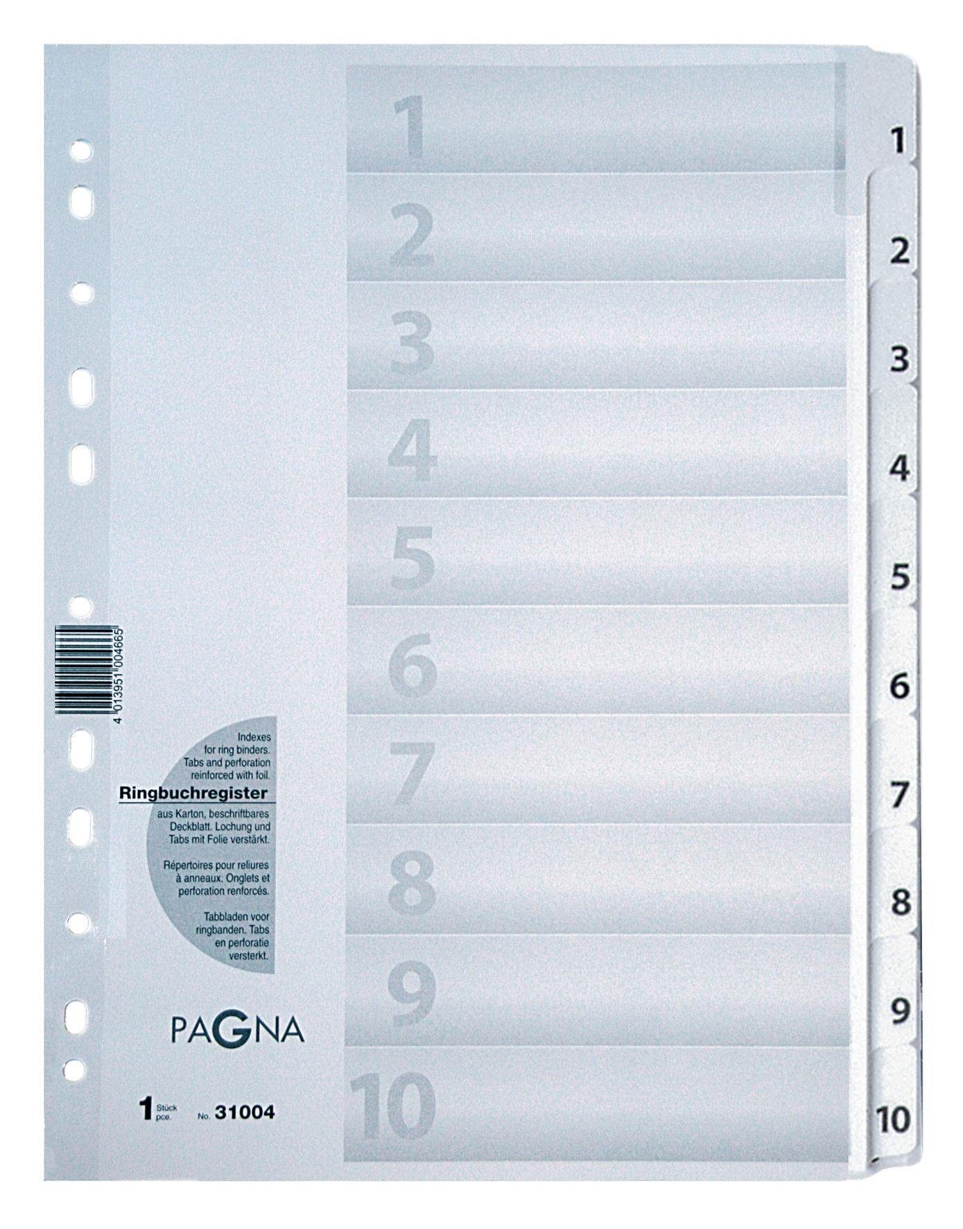 PAGNA Kugelschreiber PAGNA Karton-Register - 1 DIN A4, Zahlen 10, 10-te