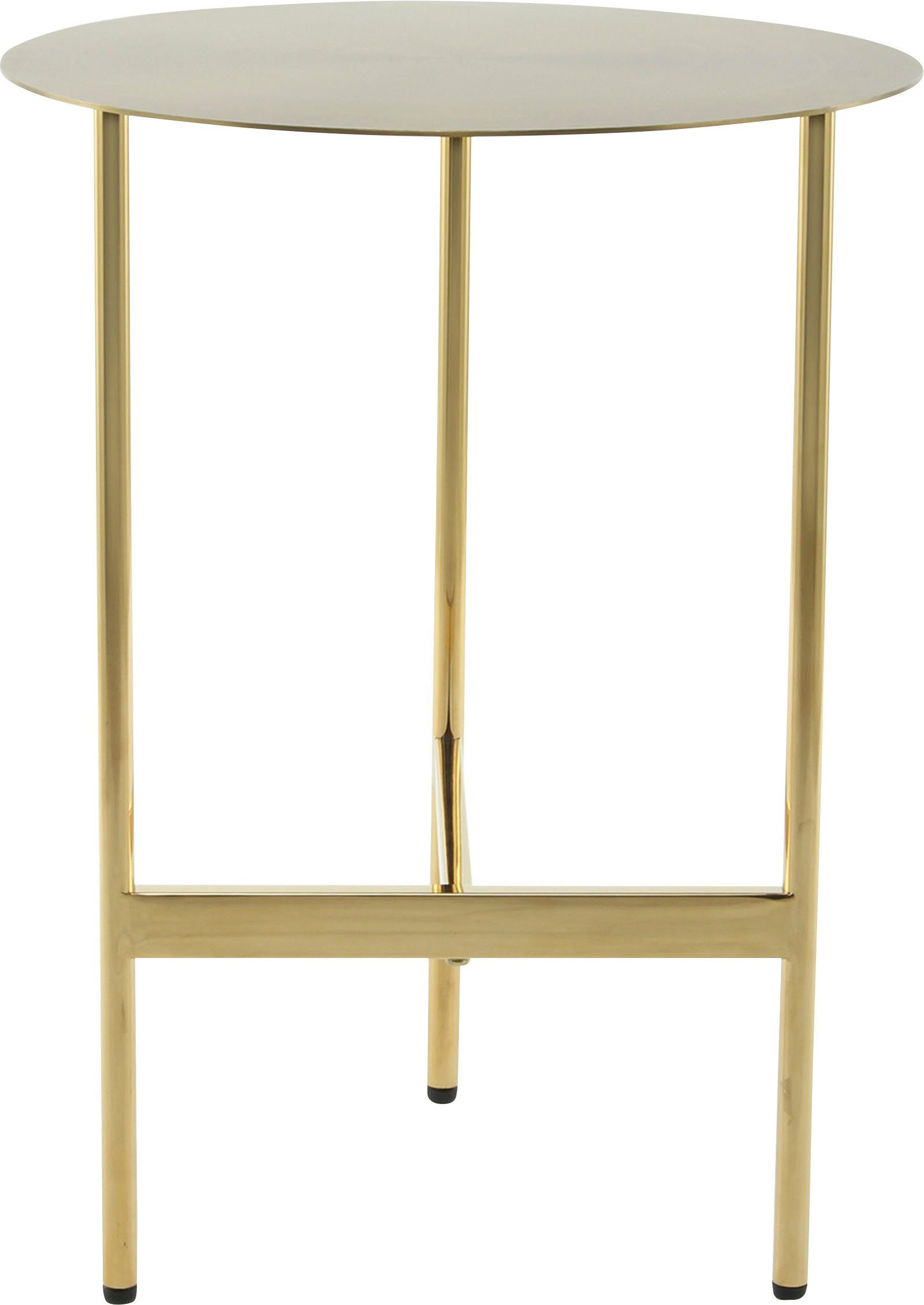 Kayoom Beistelltisch Pema, minimalistisches Gestelldesign Gold Edelstahl, Ablagefläche aus runde