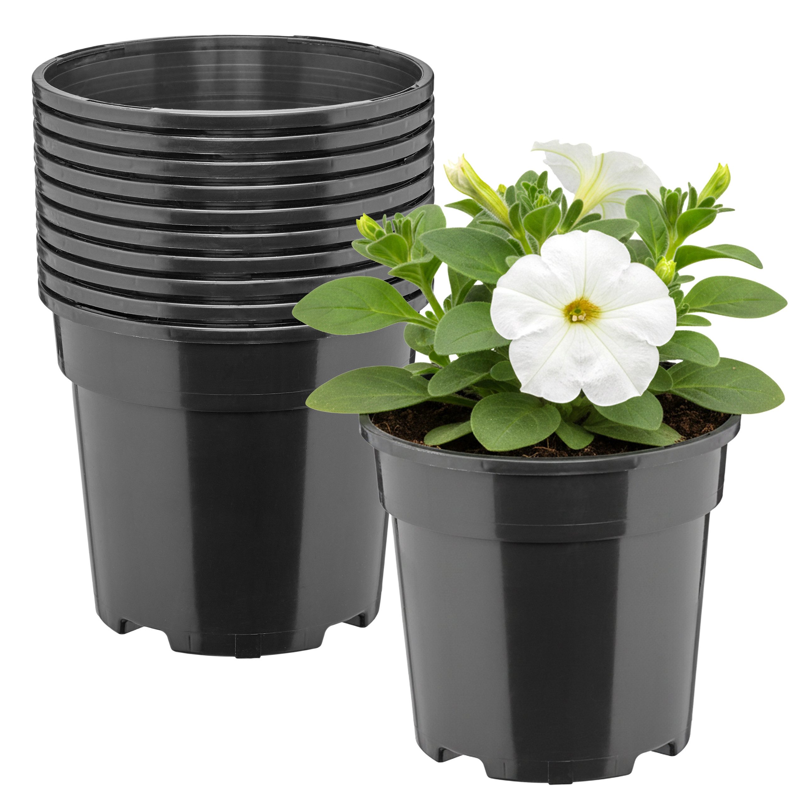 Garronda Blumentopf rund hoch Kunststoff mit Drainagelöchern Pflanztopf für GD-0203 (10 St., 10er Set)
