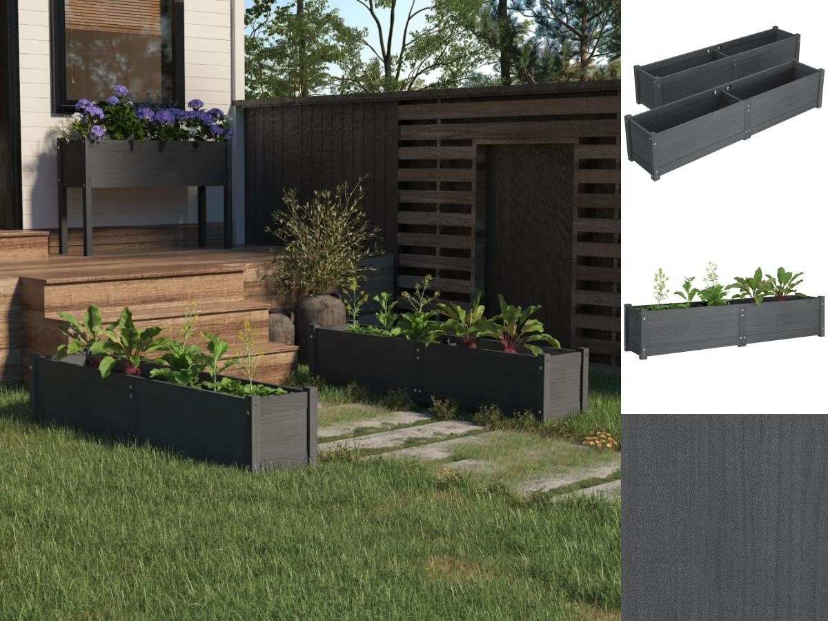 vidaXL Blumenkasten GartenHochbeete 2 Stk Grau 150x31x31 cm Massivholz