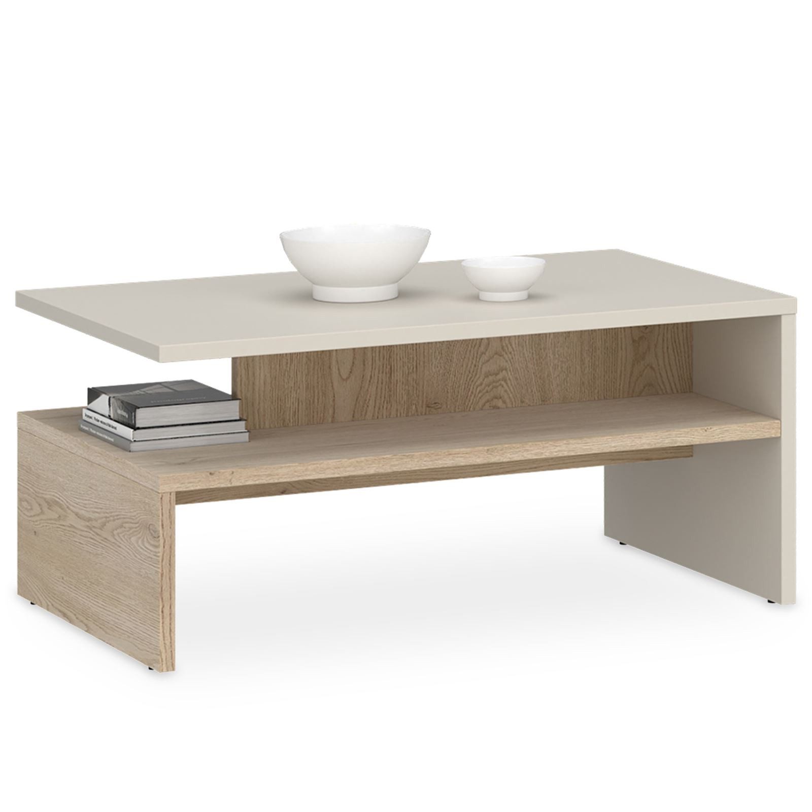 IDIMEX Couchtisch PAULINA, Beistelltisch 90x60 cm mit und offenem Fach Kaschmir/Cremona Eiche