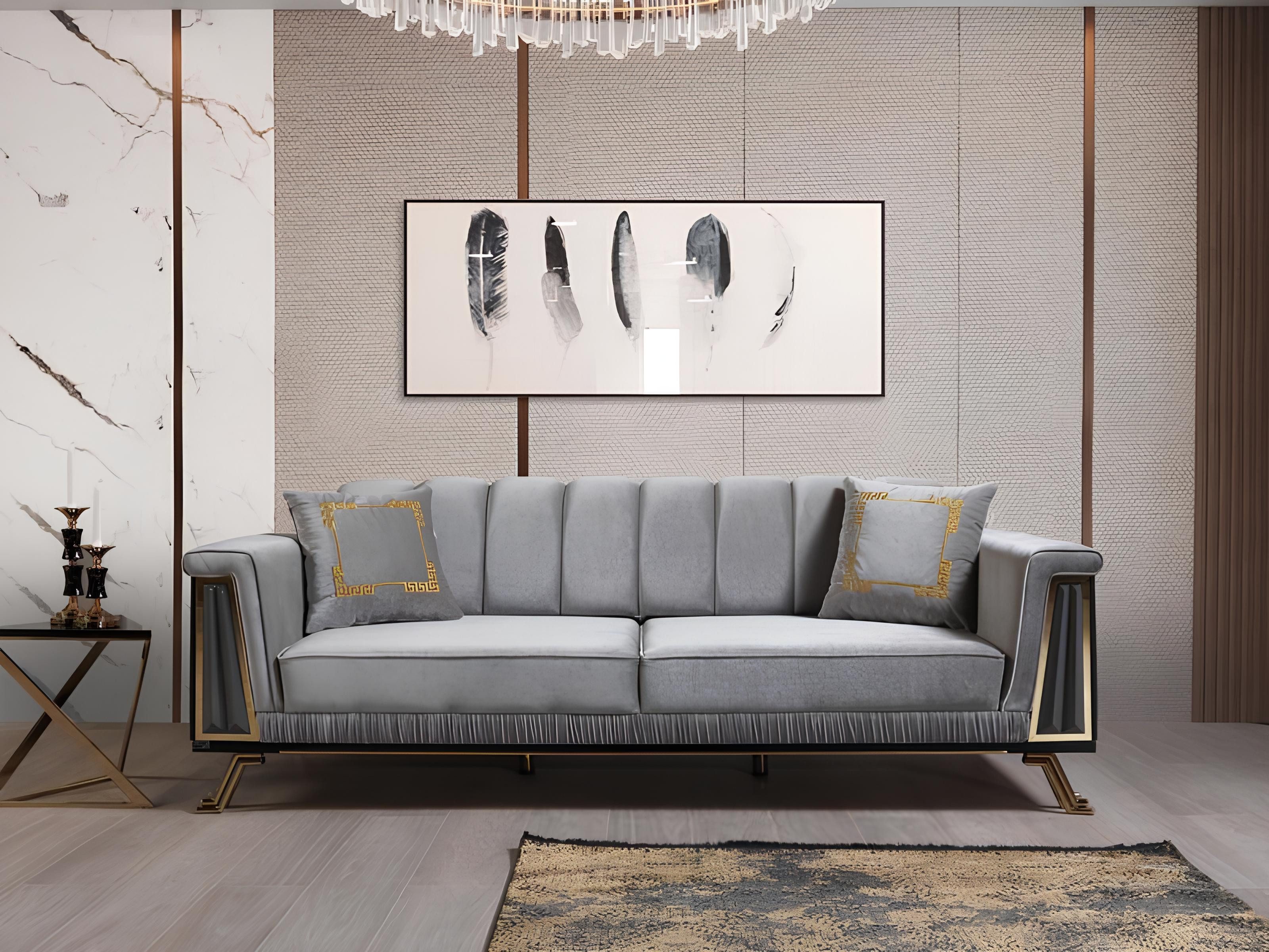 Sofa Luxuriöses Textil-Sofa für drei Personen - Designer-Möbel mit großem