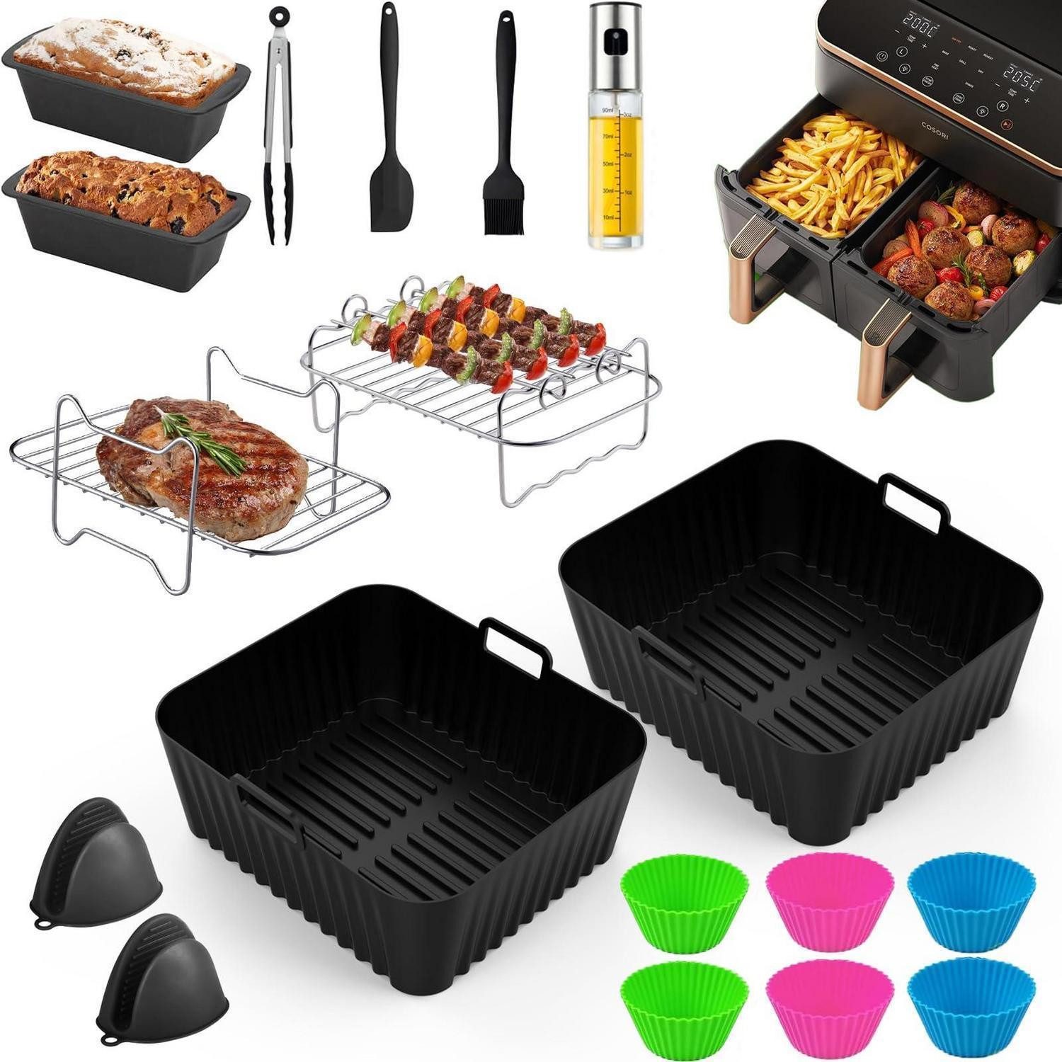 LuxusKollektion Kochbesteck-Set Heißluftfritteuse Zubehör 17 Teile Dual Zone (17-tlg)