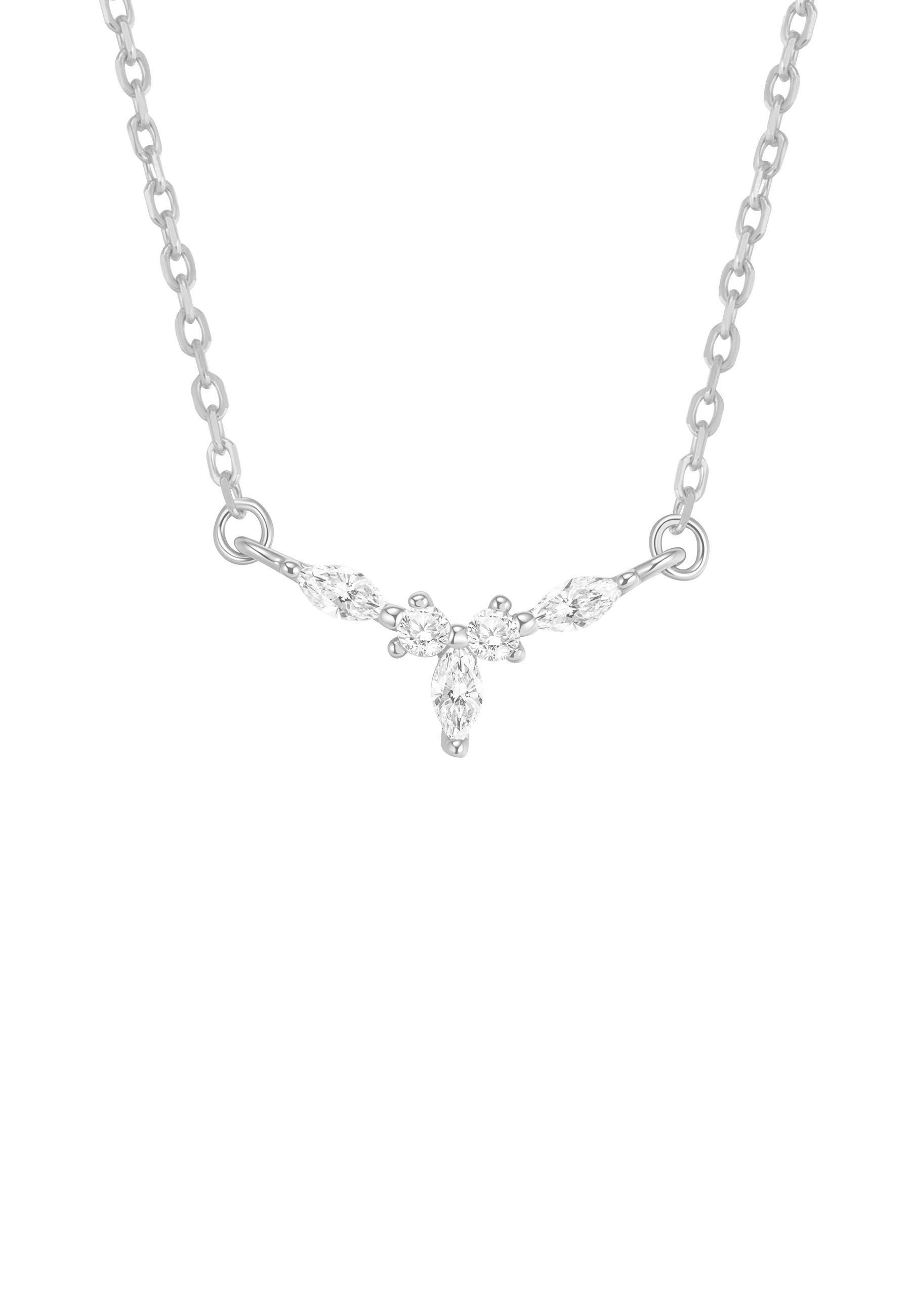 Hey Happiness Charm-Kette Diadem Royal Zarte Silberkette, Filigrane 925 Sterling Silber Kette Damen mit Zirkonia