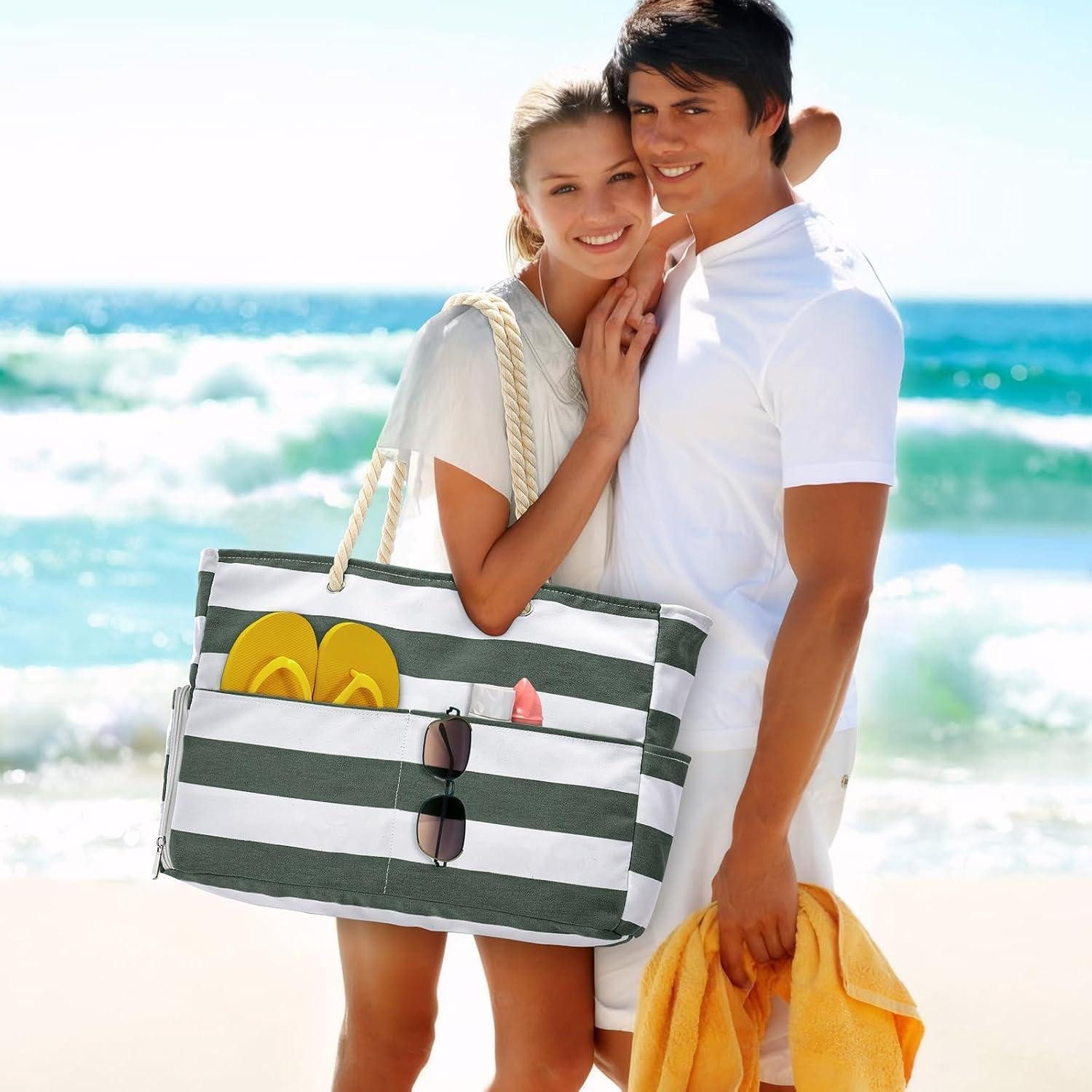 LuxusKollektion Strandtasche Strandtasche Damen Wasserdicht mit Schuhfach Groß 8 Fächer