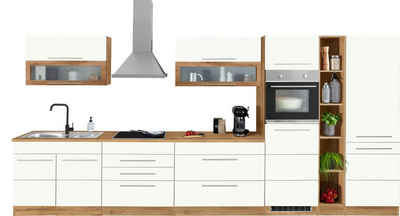 Kochstation Küchenzeile KS-Wien, Breite 430 cm, wahlweise mit E-Geräten und Induktion