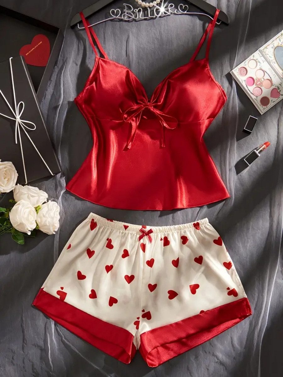 Elegant Love Shorty Satin-Schlafanzug für Damen – Loungewear- & Nachtwäsche günstig online kaufen