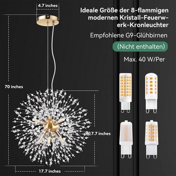 Welikera Hängeleuchte Löwenzahn-Kronleuchter,Höhenverstellbar,40 cm,G9,Keine Lichtquelle