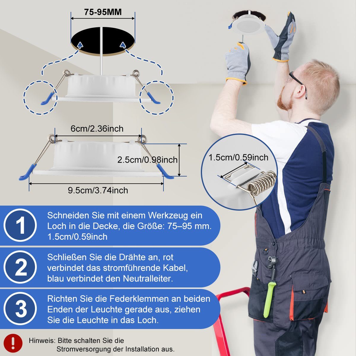 Spot LETGOSPT Warmweiß, für LED LED Einbaustrahler Bad Einbauleuchte, 10er Einbaustrahler Ultraflache Einbaustrahler Küche Einbaustrahler Einbauspot Dimmbar integriert, 5W LED fest Spot Set Büro Flur LED Badezimmer 10er 75-95mm,