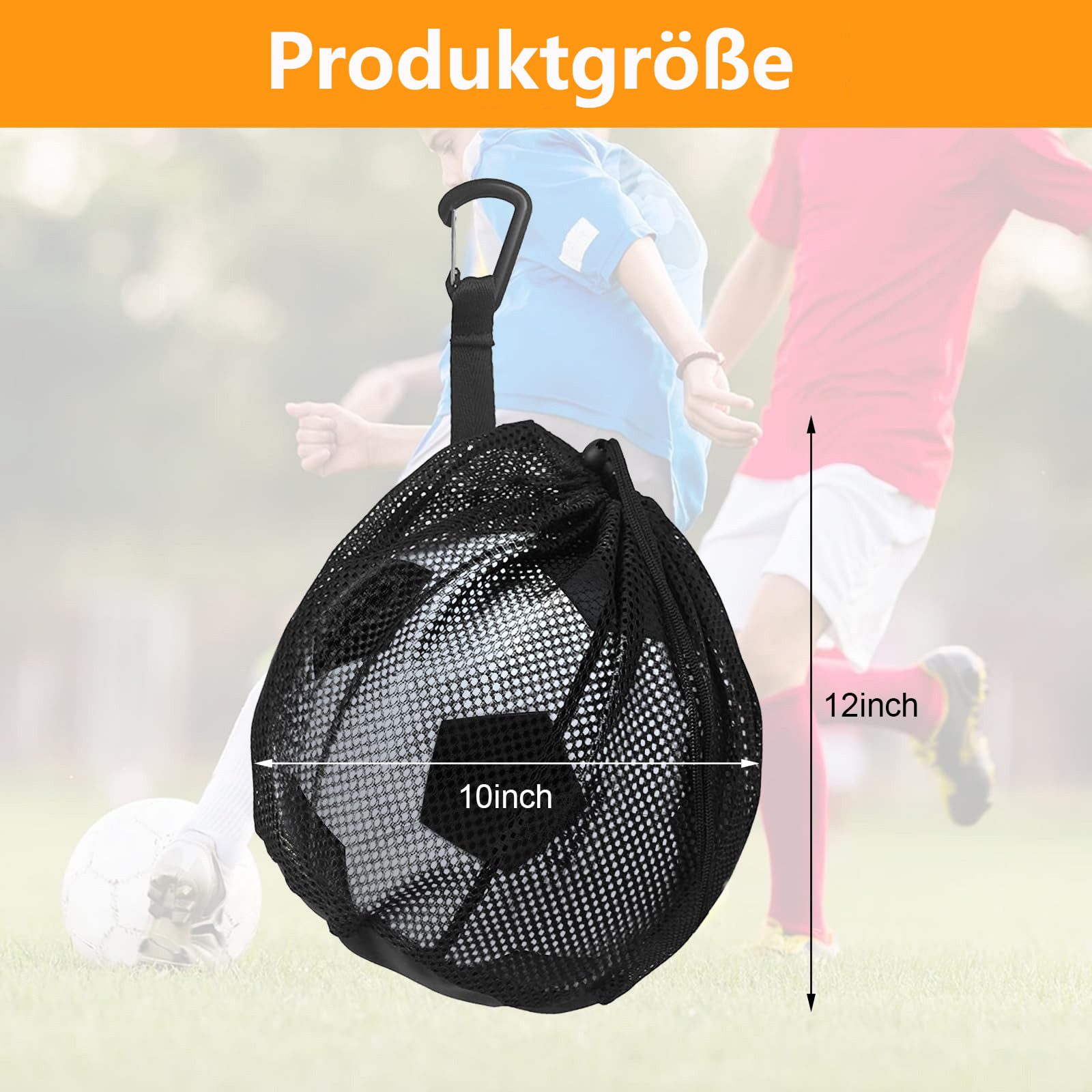 FOUORTUNATE-BEE Balltasche Universal Balltasche Tragbare Balltasche Netz mit Karabiner (für Fußball, Basketball, Volleyball und Handball, Geschenk für Kinder Jungen & Erwachsene)