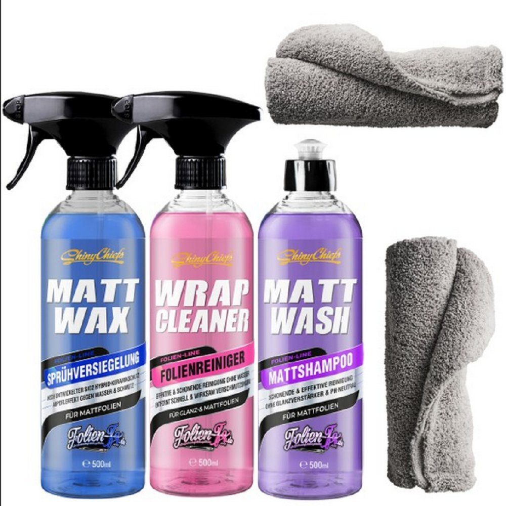 ShinyChiefs MATT WASH - MATTSHAMPOO + MATT WAX + WRAP CLEANER SET (3x500ml) Auto-Reinigungsmittel (5-St)
