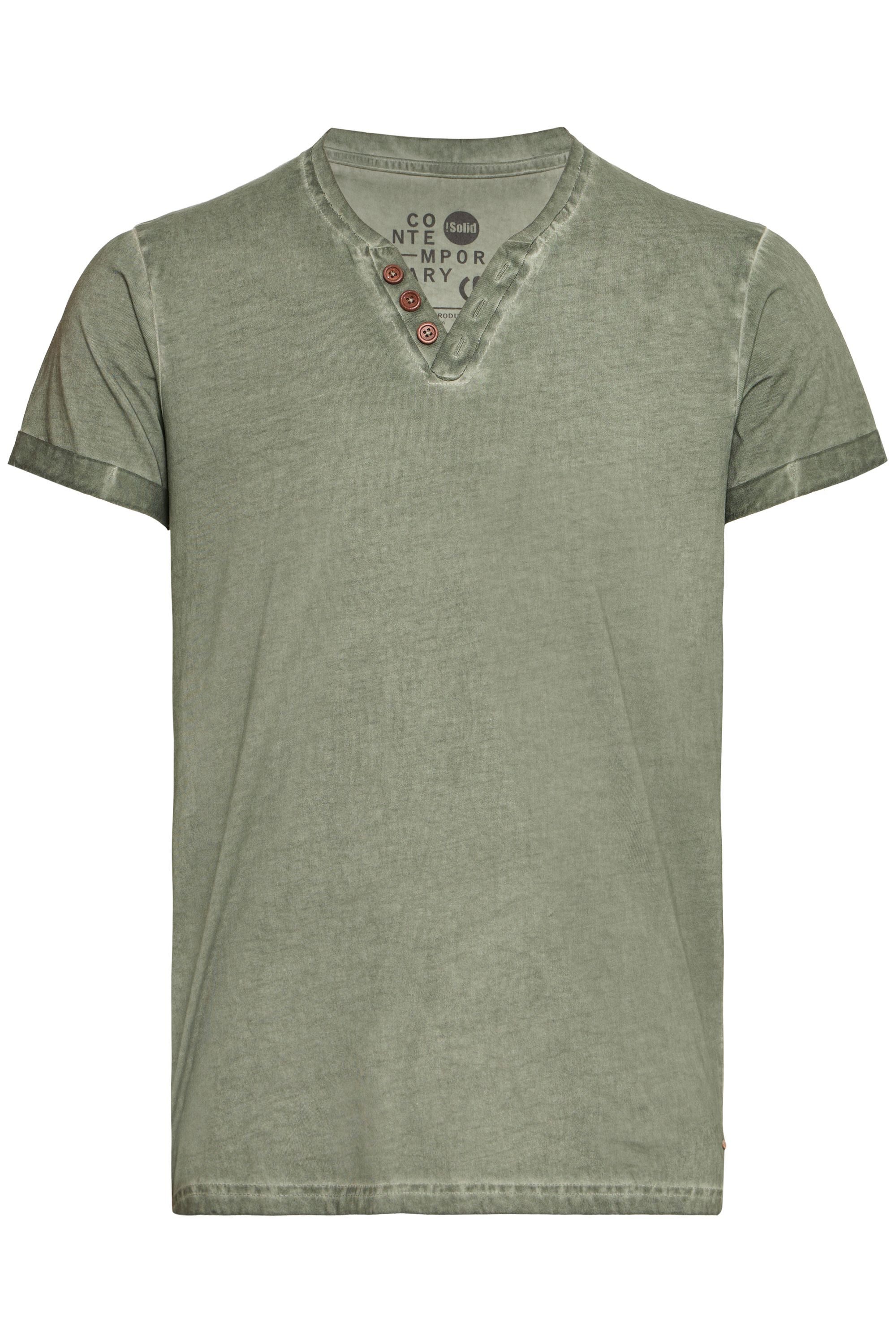 !Solid Rundhalsshirt SDTino Kurzarmshirt mit Knopfleiste günstig online kaufen