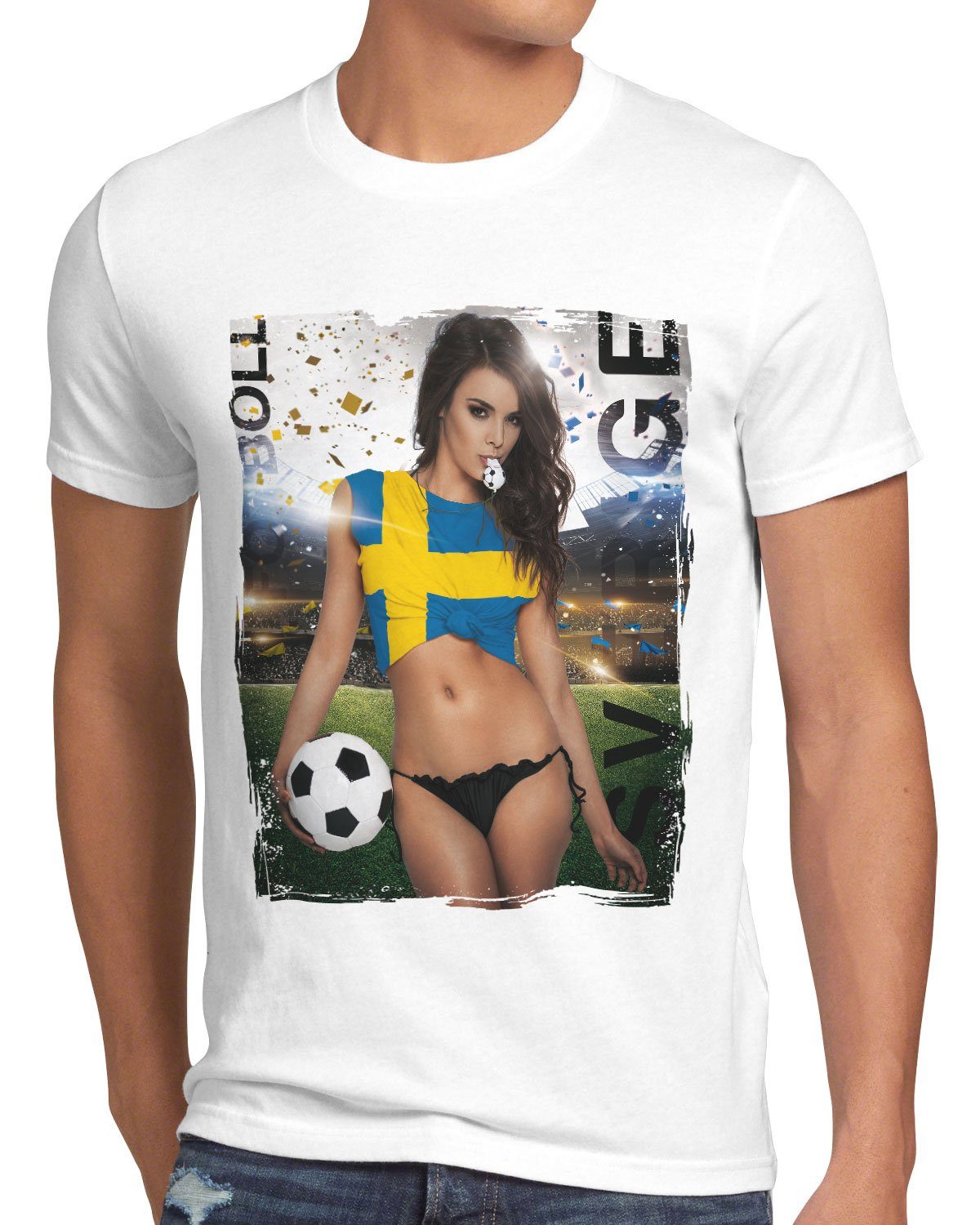 Fußball Soccer Weiss Germany 2022 Print-Shirt EM Girl style3 Deutschland Trikot Herren T-Shirt