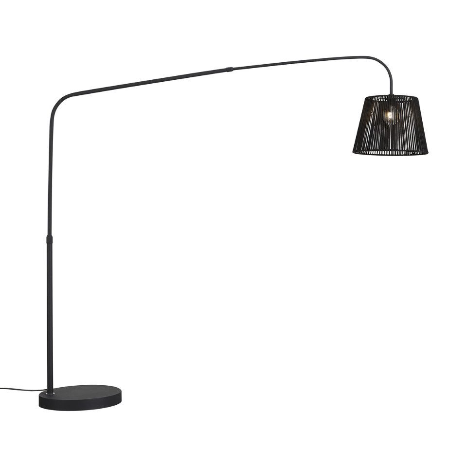 Qazqa Bogenlampe Arc jayla, ohne Leuchtmittel, Kaltweiß, QAZQA Bogen­lampe, e27, Schwarz, Metall, Japandi
