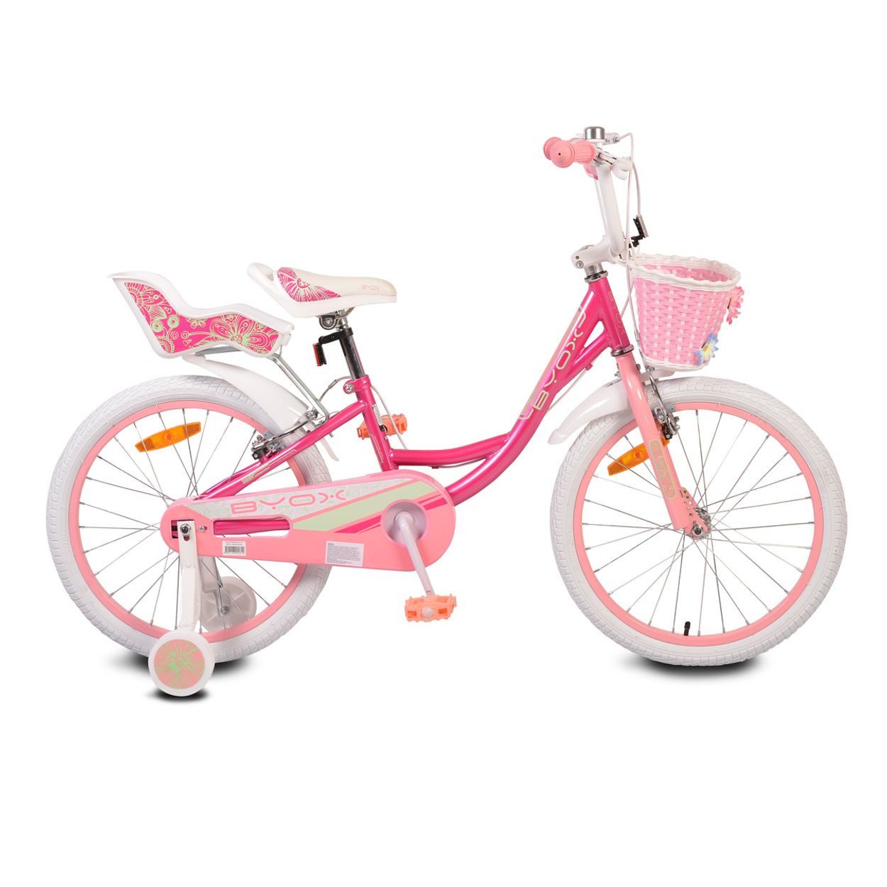 Byox Kinderfahrrad Kinderfahrrad 20 Zoll Fashion Girl, 1 Gang 1 Gang, keine, Stützräder, Korb am Lenker, Puppensitz