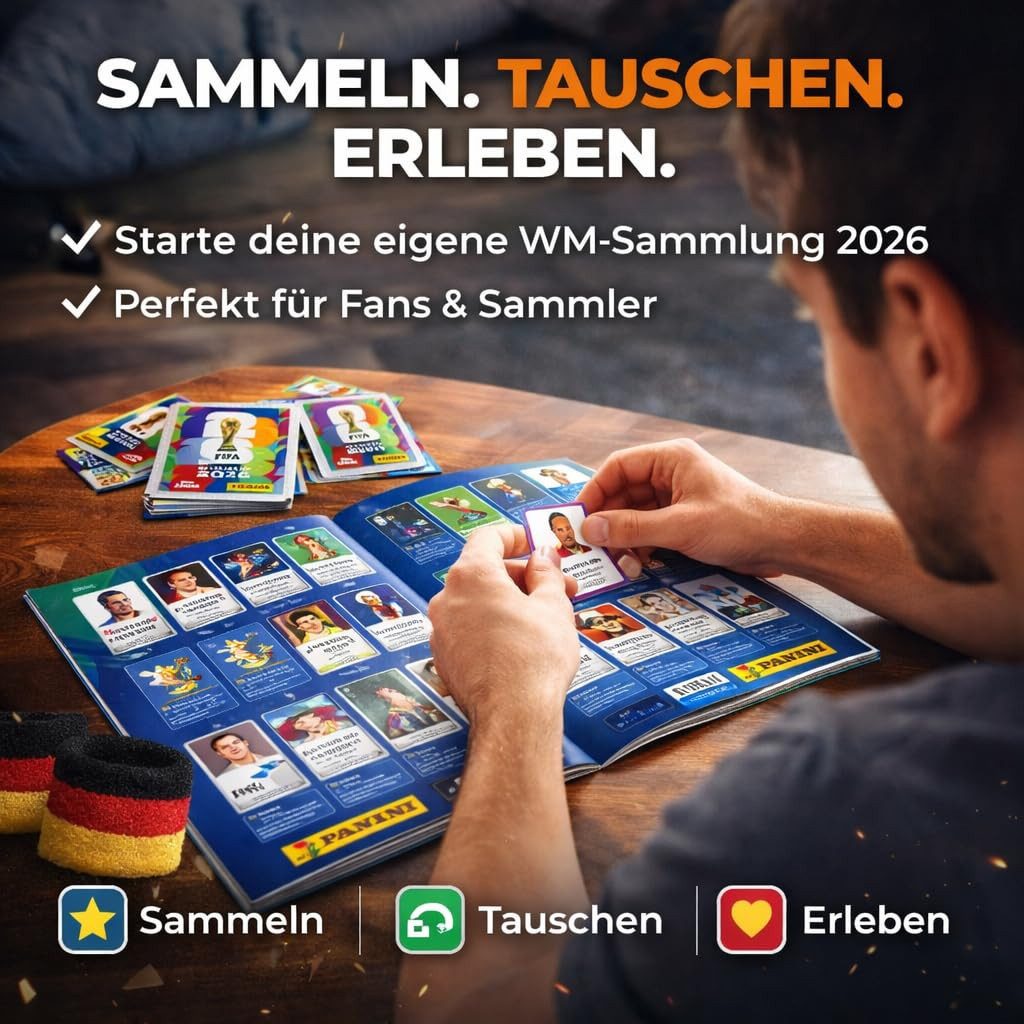 Athlejoy Stickerbuch XXL Set WM 2026 - inkl. Stickeralbum Panini, Sticker & Spielplan