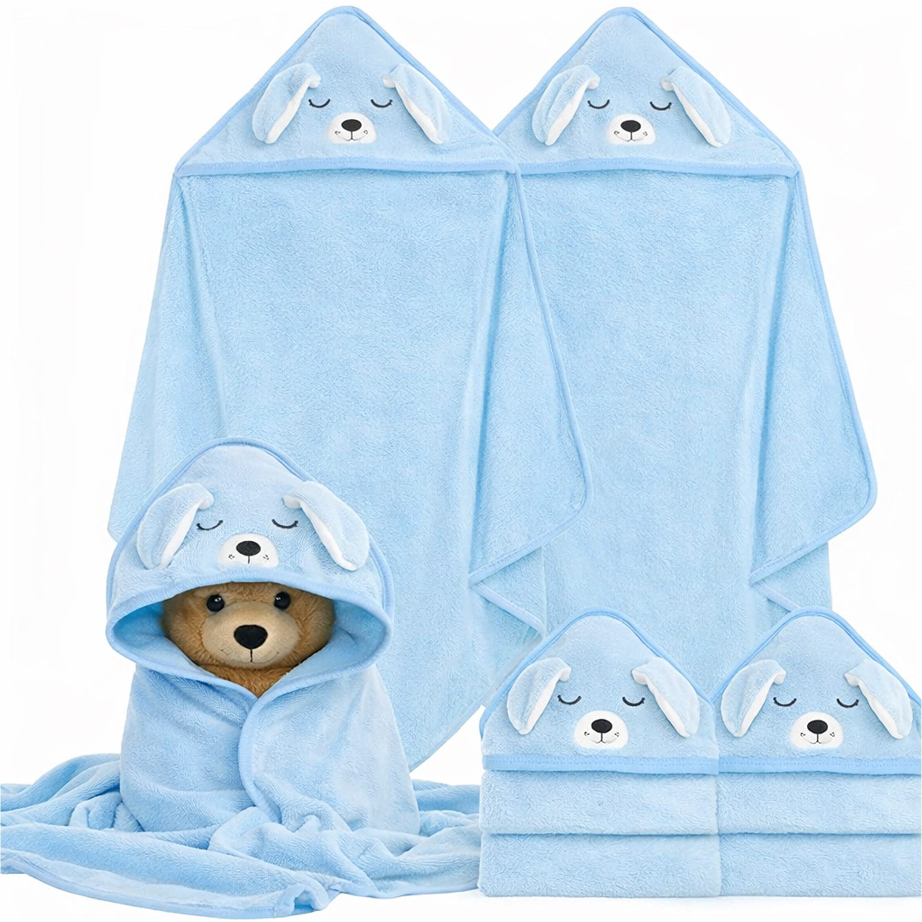 Mutig Kapuzenhandtuch 2 Stück Kapuzenhandtuch für Babys, 80x80 cm, (Babybadetuch aus Korallenvlies, weich & saugfähig), für Kinder von 0–5 Jahren, Handtücher für Babys und Neugeborene