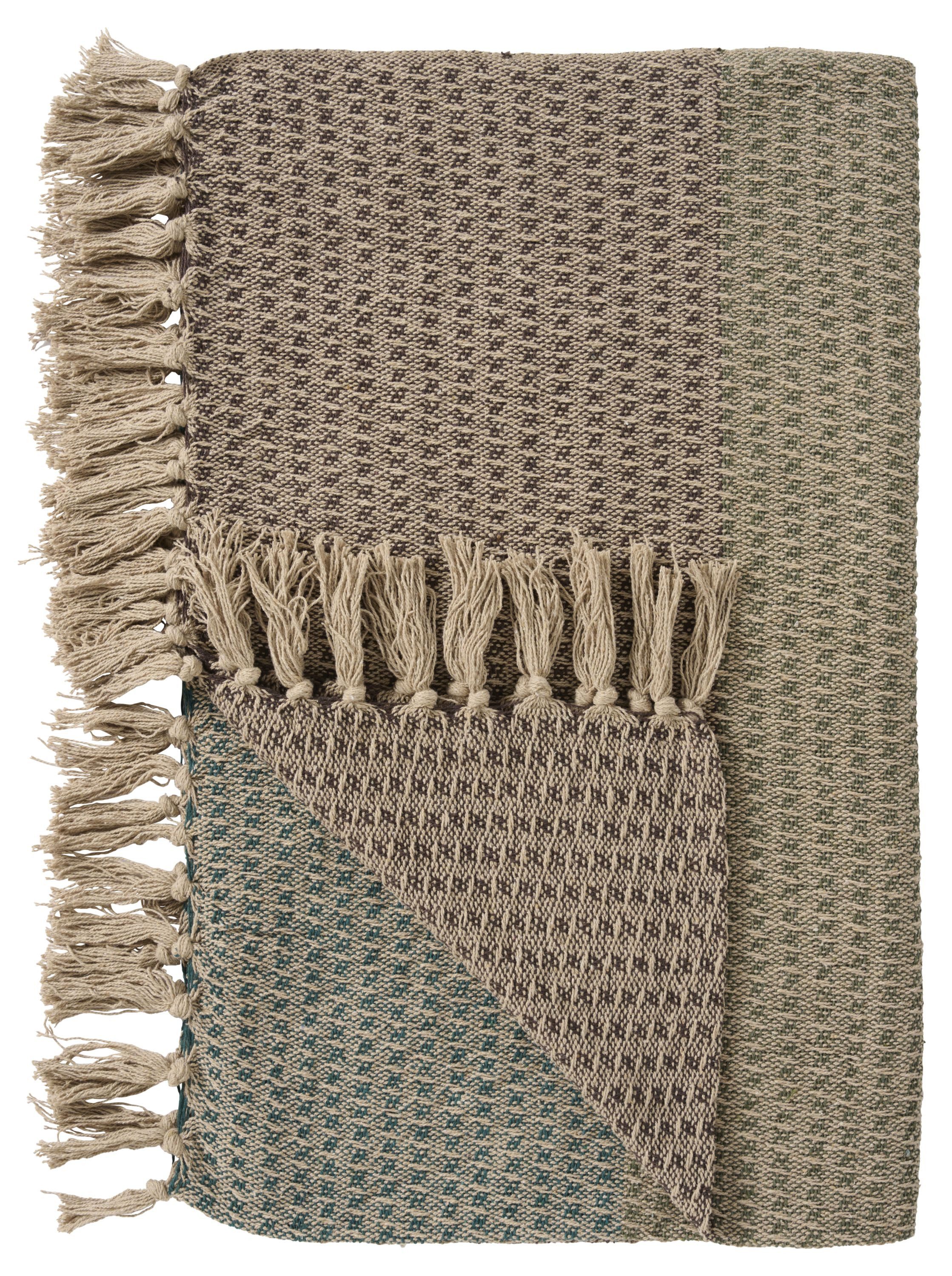 Wohndecke Ib Laursen - Decke Plaid Kuscheldecke Wohndecke Gestreift Braun Grün, Ib Laursen