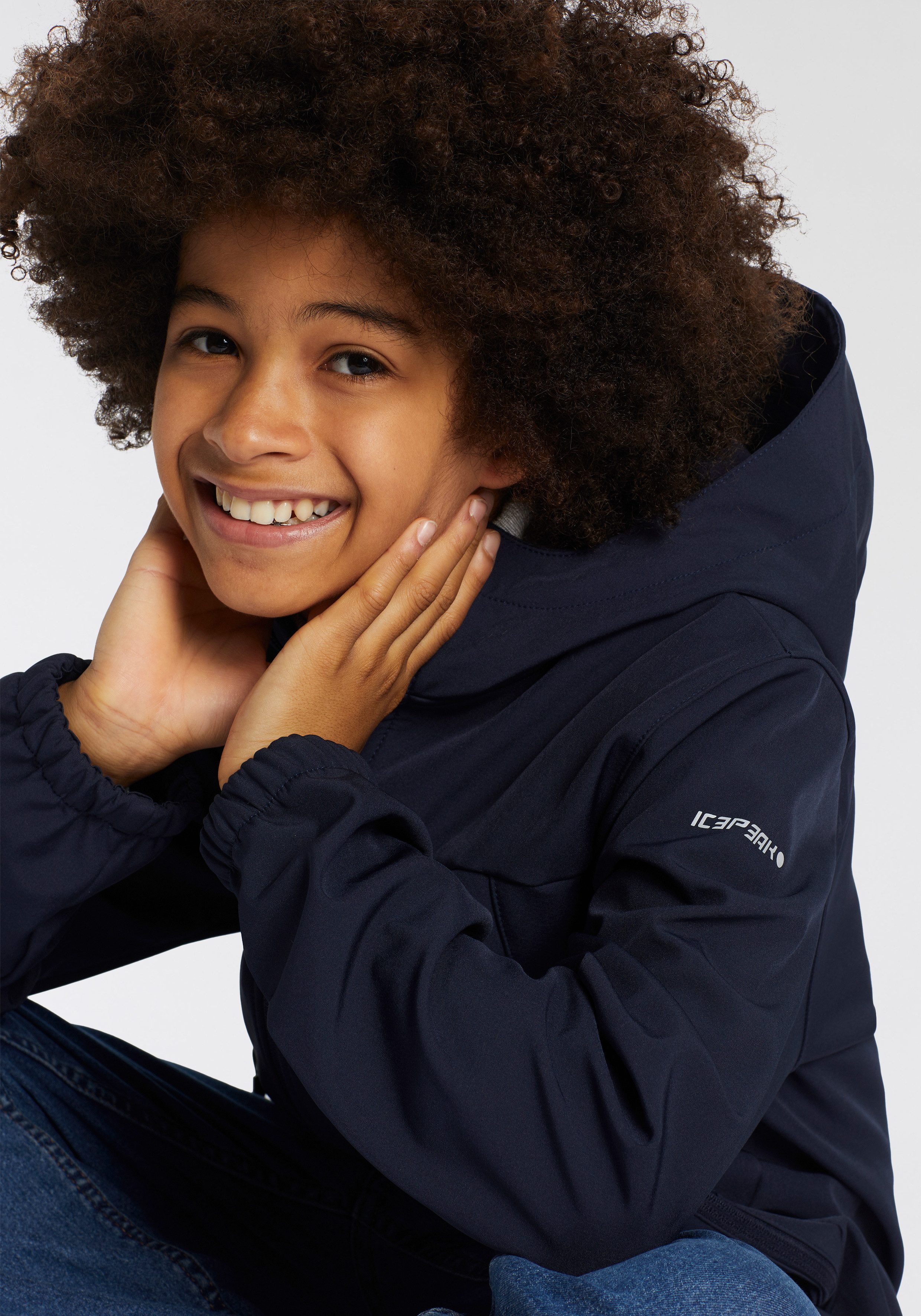 Icepeak Softshelljacke ICEPEAK KONAN JR mit Reißverschlusstaschen, atmungsaktiv, schnell trocknend, winddicht