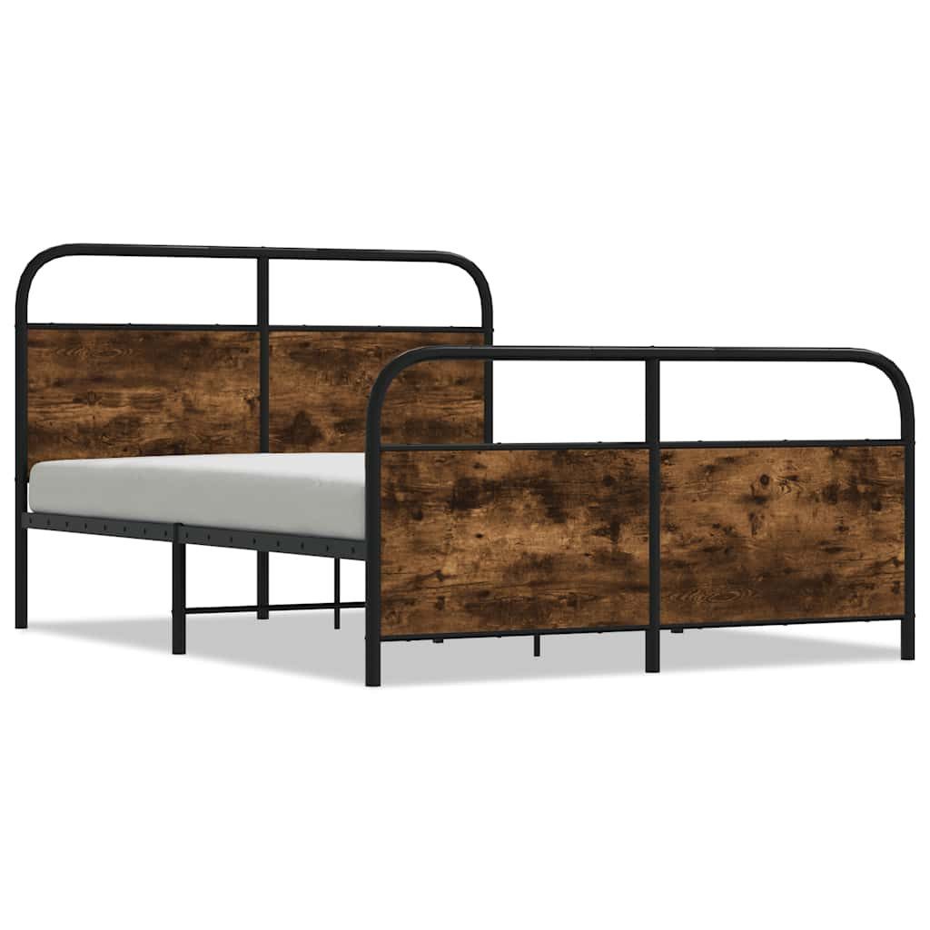vidaXL Bett Metallbett ohne Matratze Räuchereiche günstig online kaufen