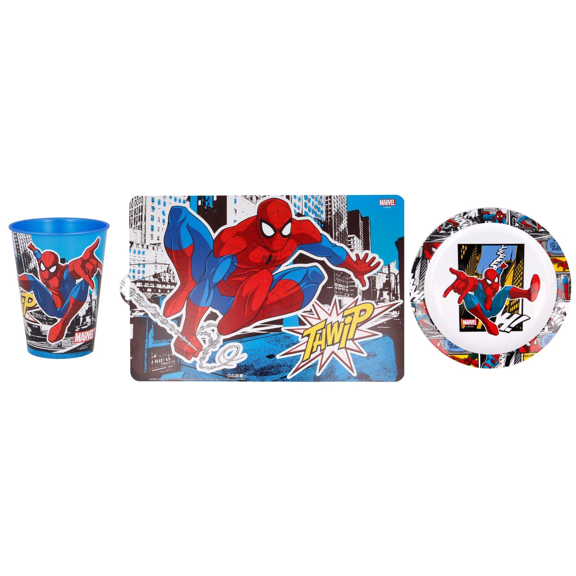Spiderman Kindergeschirr-Set (3-tlg), Kunststoff, Kinder Frühstückset