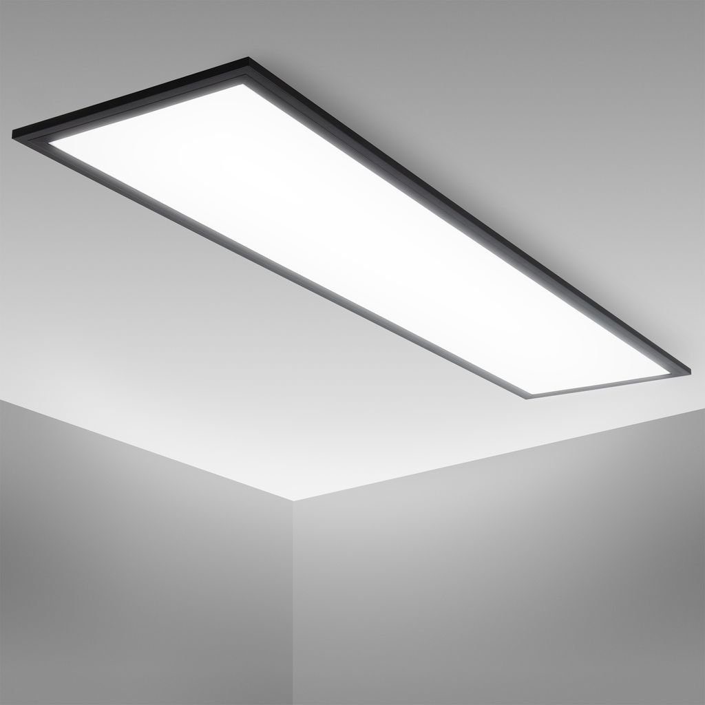 B.K.Licht Deckenleuchte LED Panel Schwarz Decke 100x25cm Wohnzimmer BKL1497, LED fest integriert, Neutralweiß, Deckenlampe 22W 2200lm 4000K neutralweiß Büro Flur