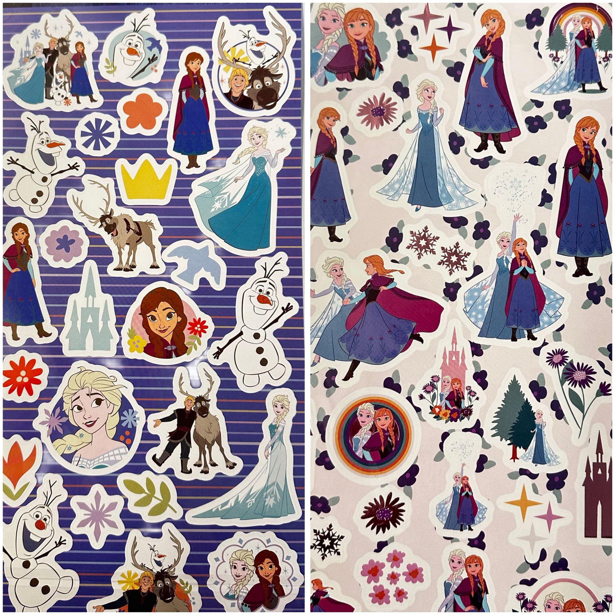 Sticker Frozen Eiskönigin Aufkleber 2 Bögen 50 Sticker blau pink