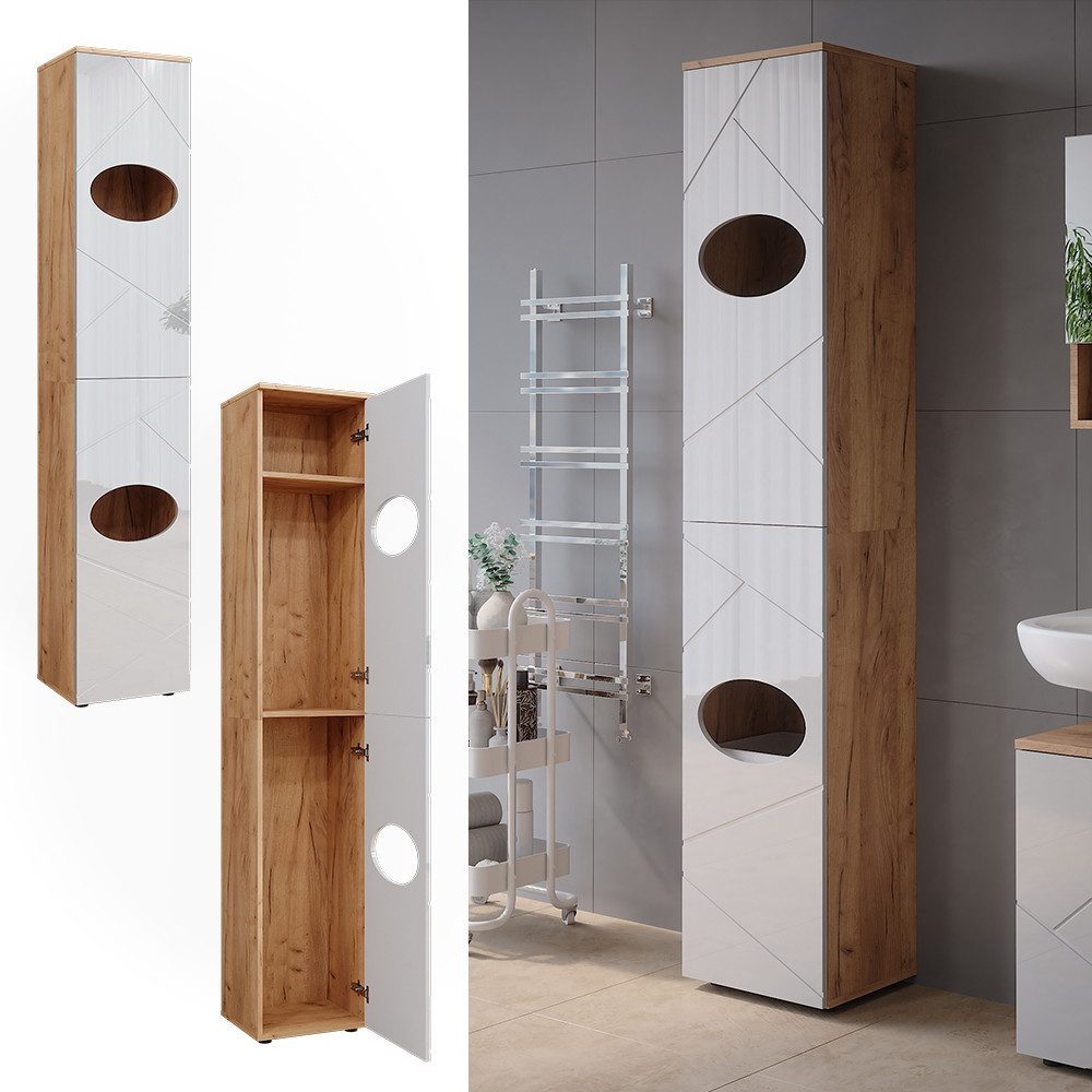 Vicco Hochschrank Irma, Goldkraft Eiche/Weiß Hochglanz, günstig online kaufen