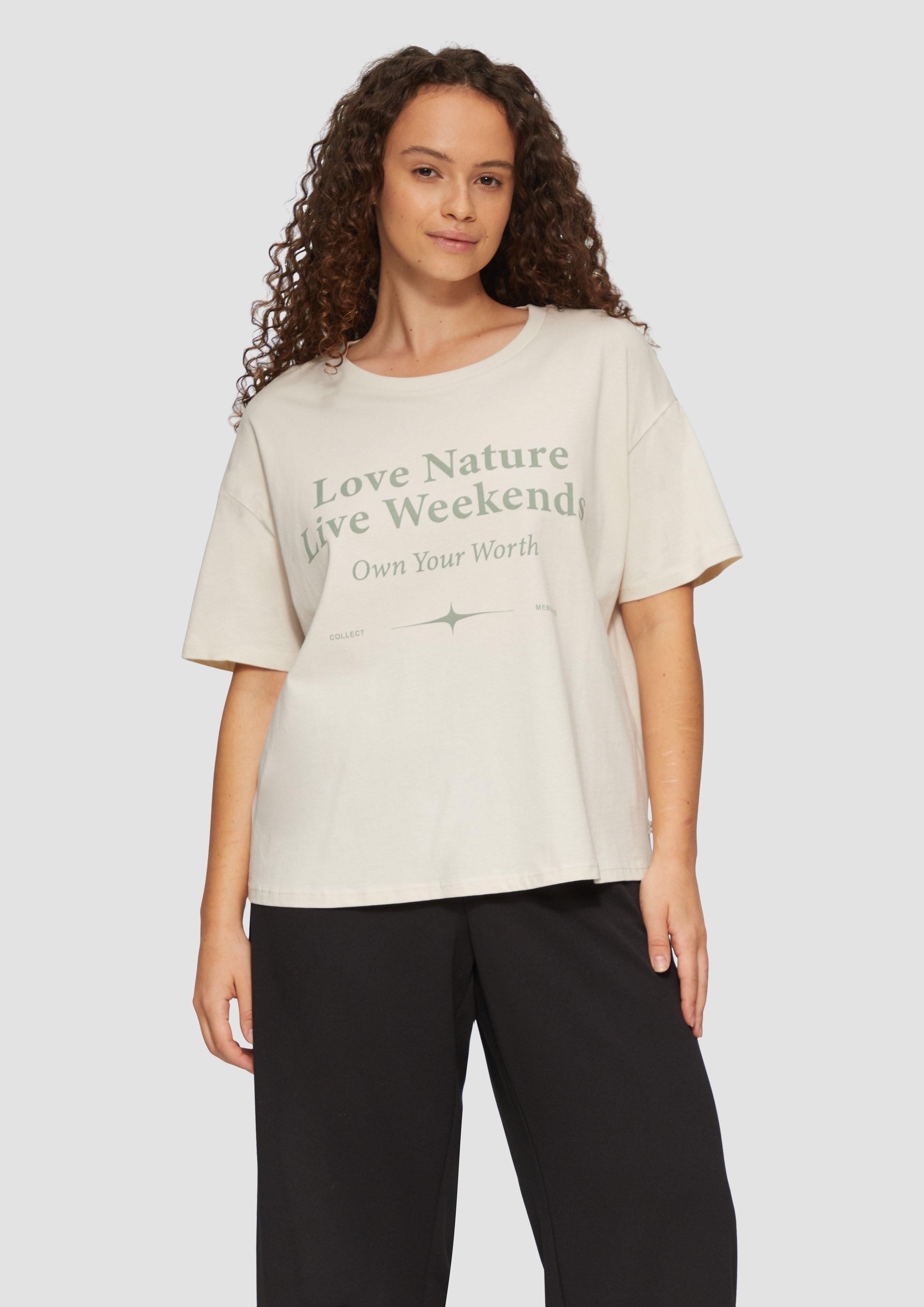 QS Kurzarmshirt Print-Shirt mit überschnittenen Schultern günstig online kaufen