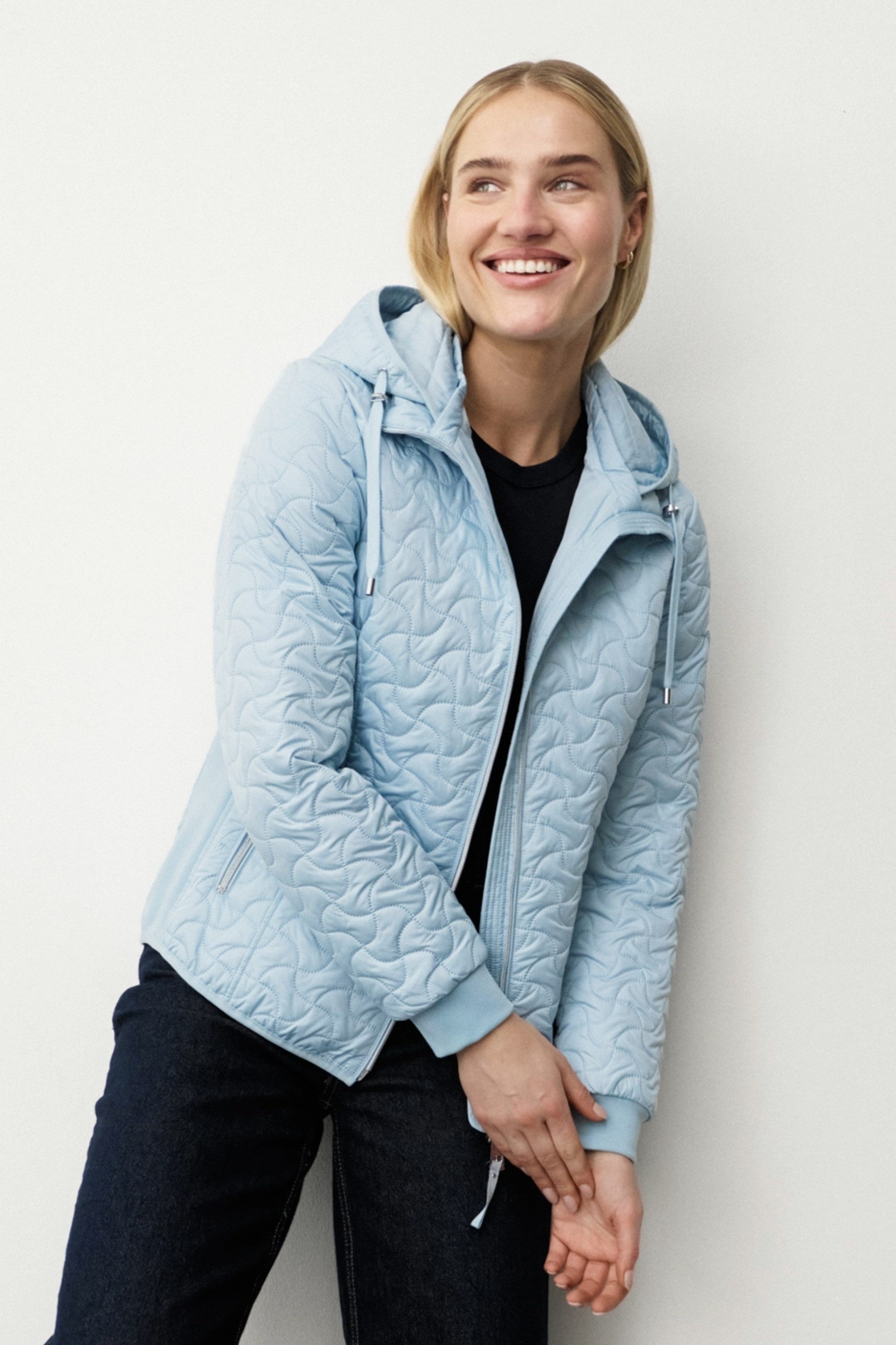 Barbara Lebek Steppjacke leichte Übergangsjacke oder Frühlingsjacke mit abnehmbarer Kapuze