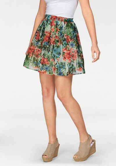 YESET Minirock Damen Chiffonrock Rock Mini Skirt Minirock Blumen-Muster Bunt 443503