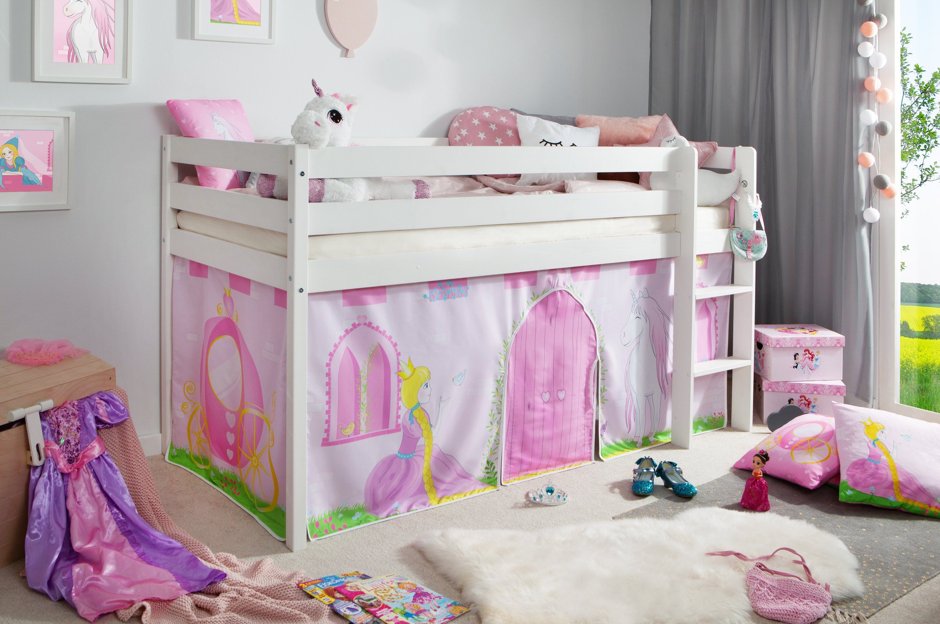 Ticaa Hochbett Hochbett "Prinzessin Liora" Kiefer günstig online kaufen