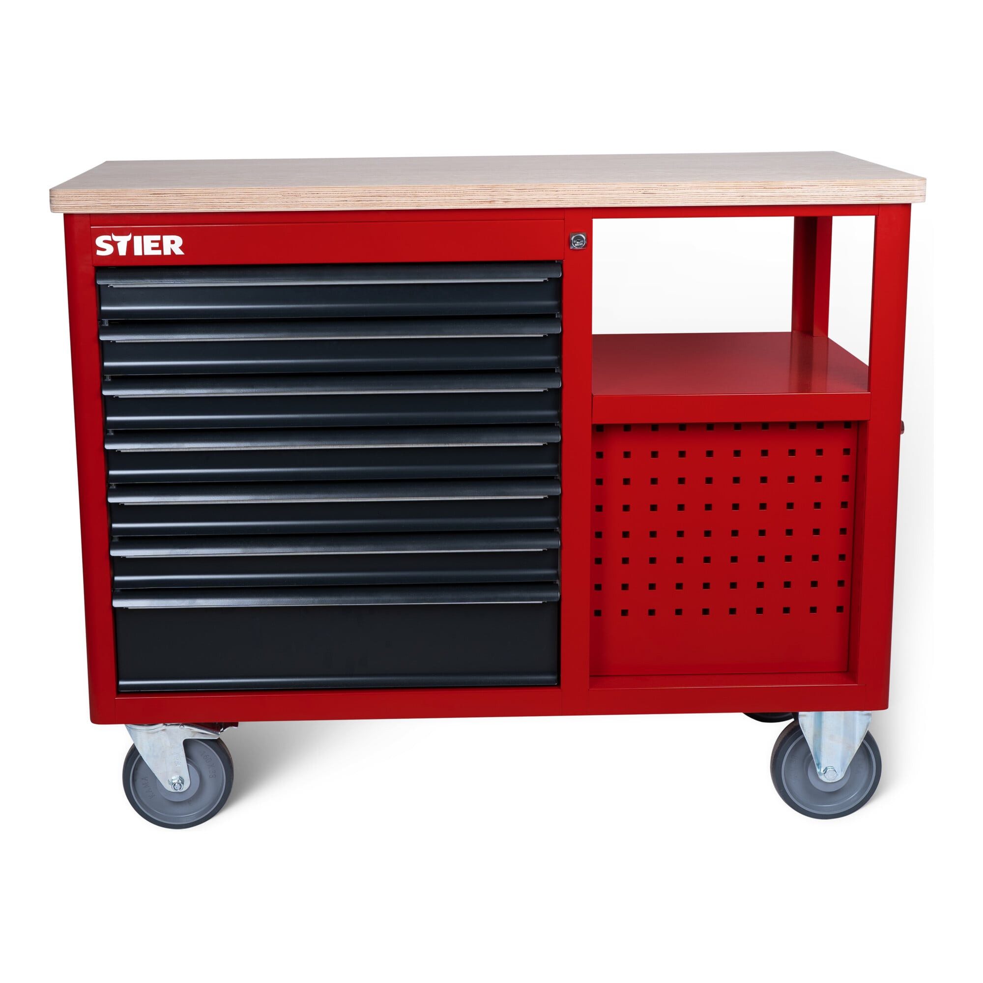 Stier Werkbank STIER Fahrbare Werkbank Open Space, 11 Schubladen