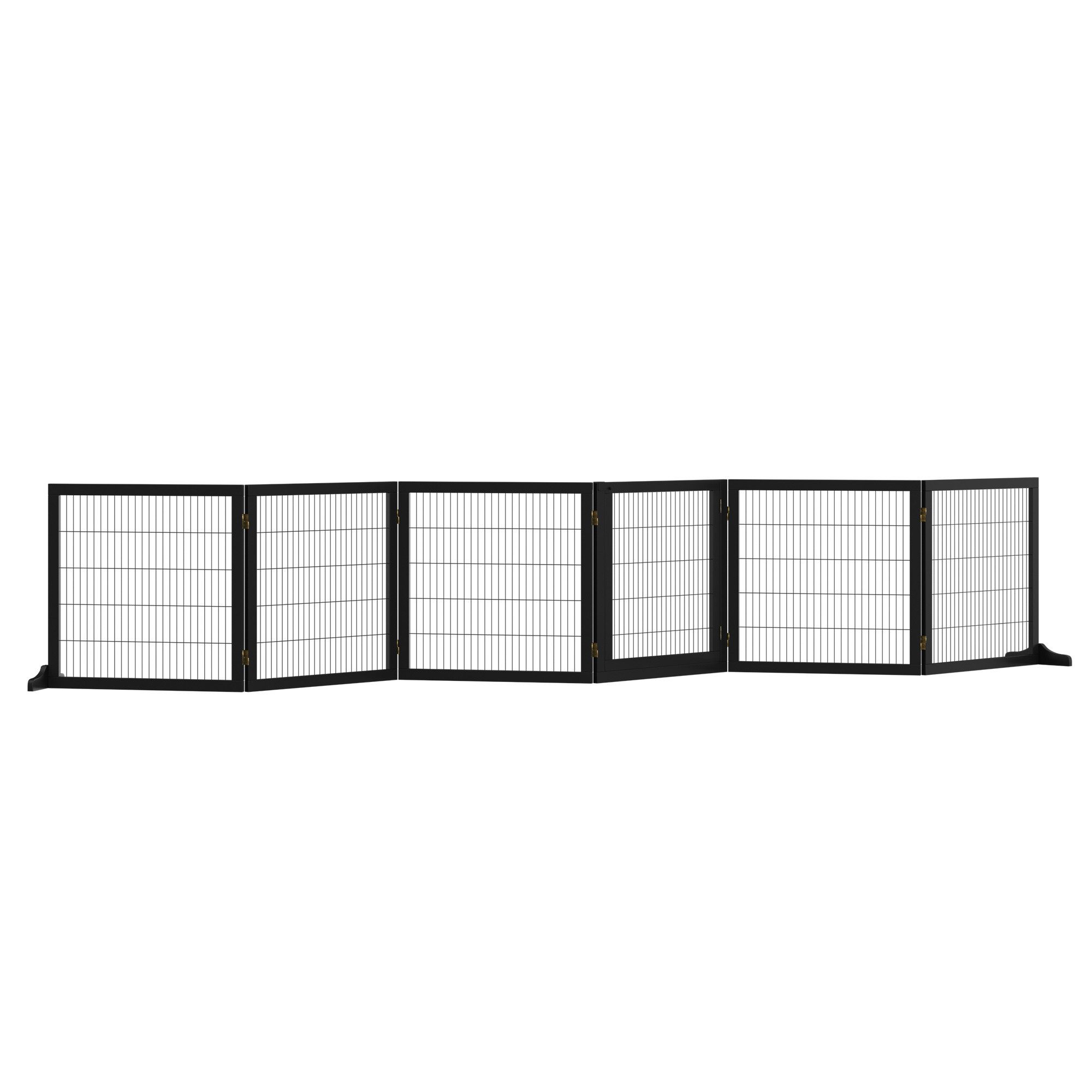 FELIXLEO Tierabsperrgitter Absperrgitter für Hunde klappbar 432 x 36 x 70cm Kiefernholz Schwarz