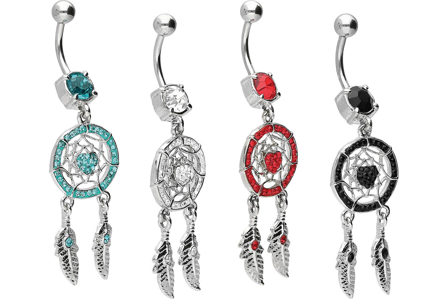 PIERCINGLINE Bauchnabelpiercing Chirurgenstahl Bananabell mit Brass-Design TRAUMFÄNGER + HERZ (Bananabells, 1-tlg)