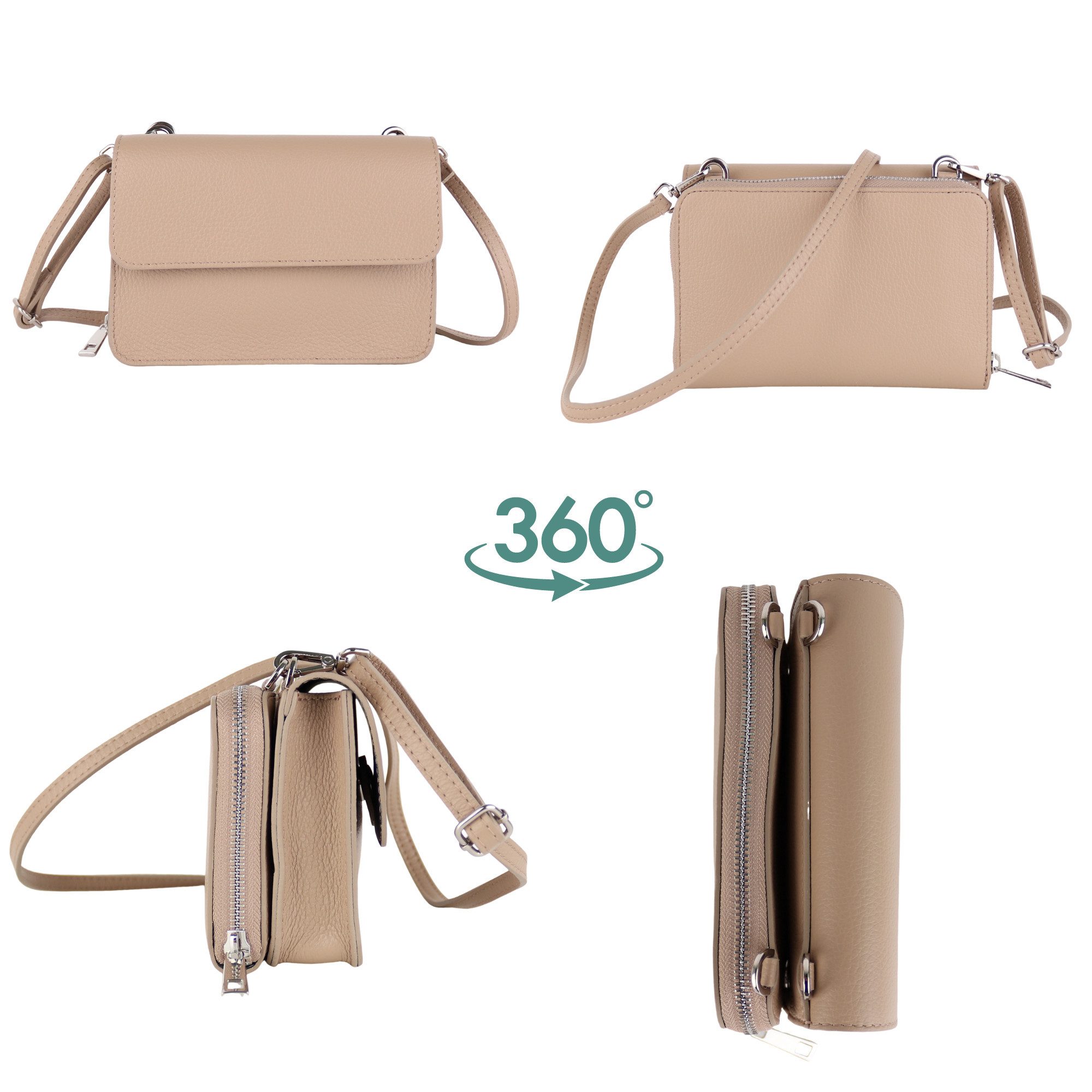MIRROSI Umhängetasche 2-in-1 Design aus Echtleder, günstig online kaufen