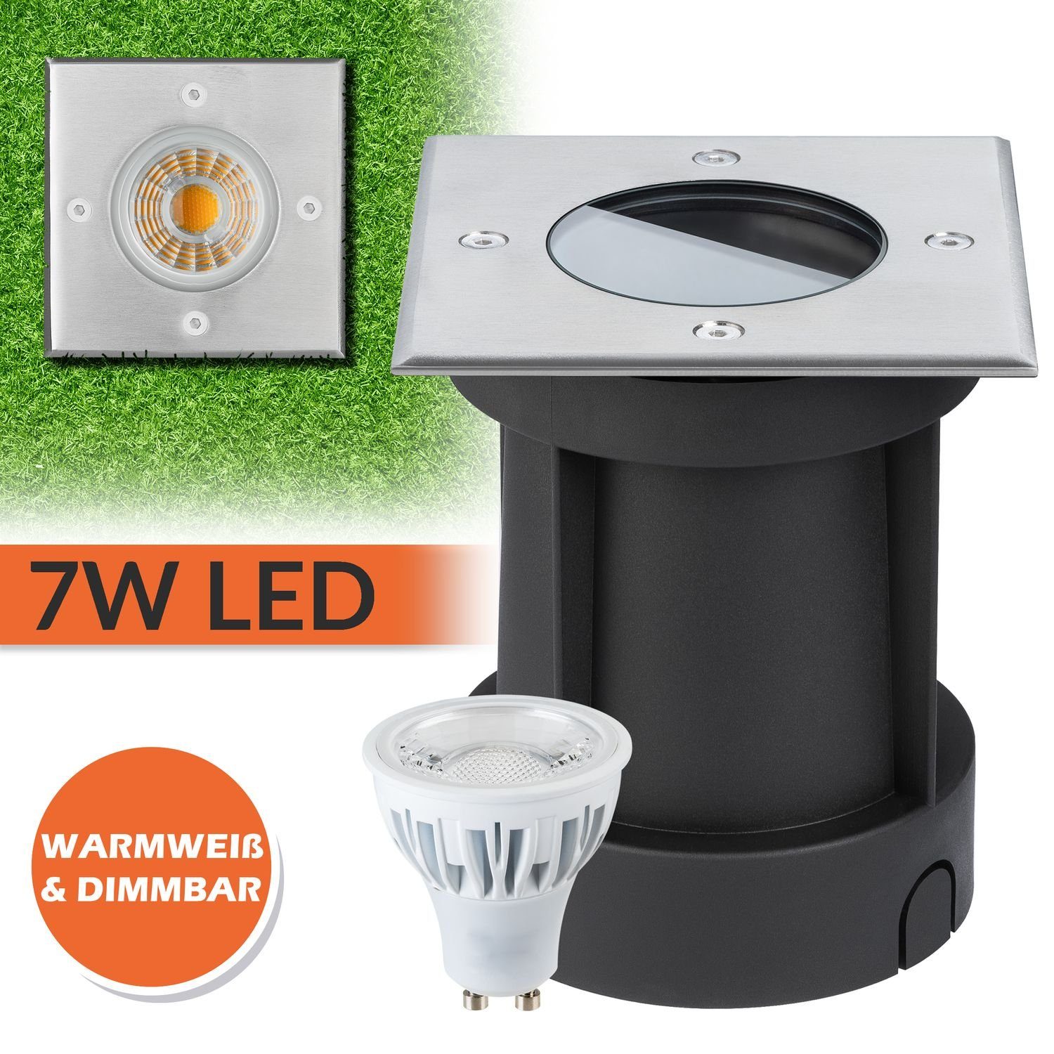 LEDANDO LED Einbaustrahler LED Bodeneinbaustrahler Set mit LED GU10 Markenstrahler von LEDANDO -