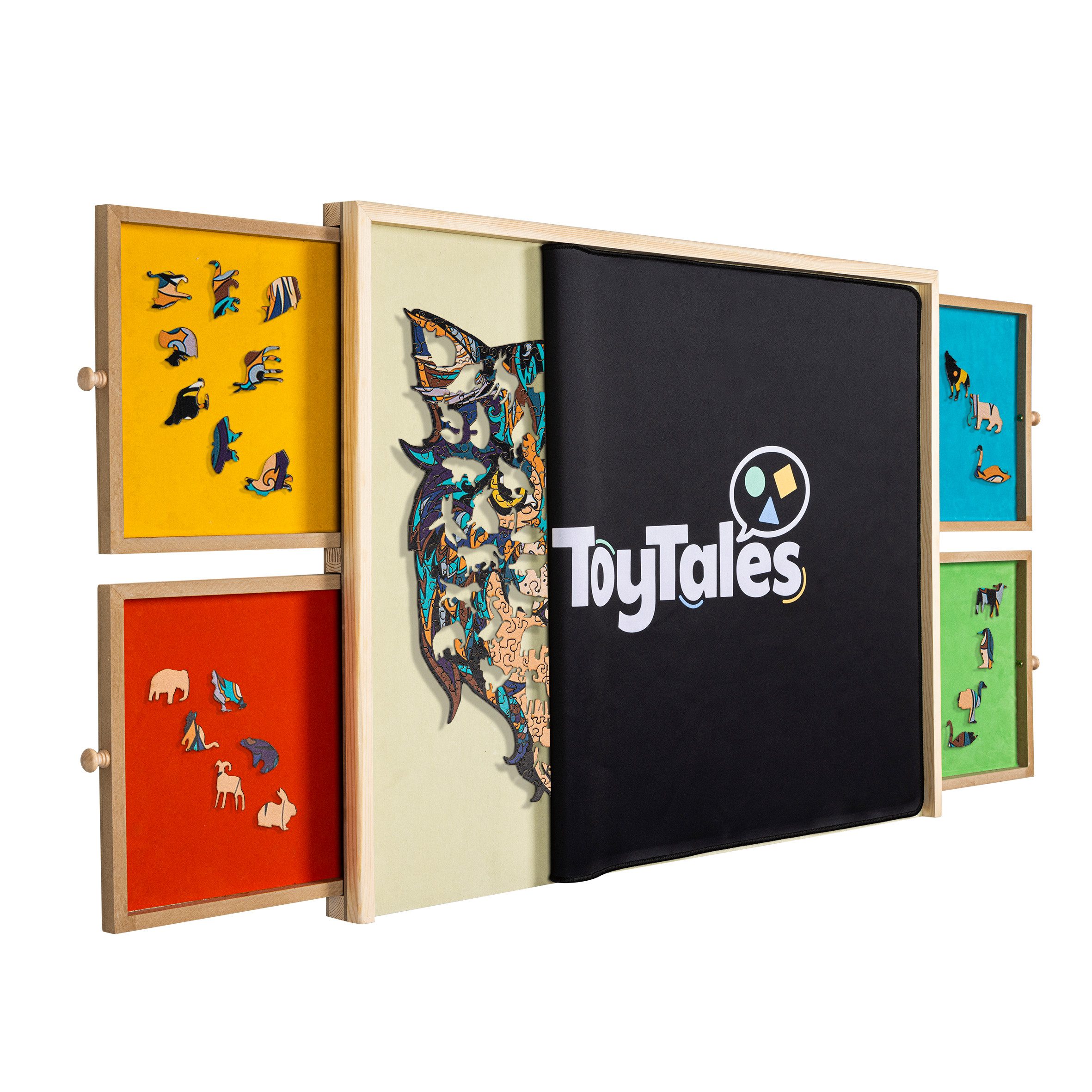 Haushalt International Puzzleunterlage Puzzlebrett Puzzlehilfe mit 4 Auszügen und Abdeckung aus Neopren, (ToyTales Puzzle-Brett, Puzzle-Platte für bis zu 1500 Teile), mit Neopren-Abdeckung und Flanellbeschichtung