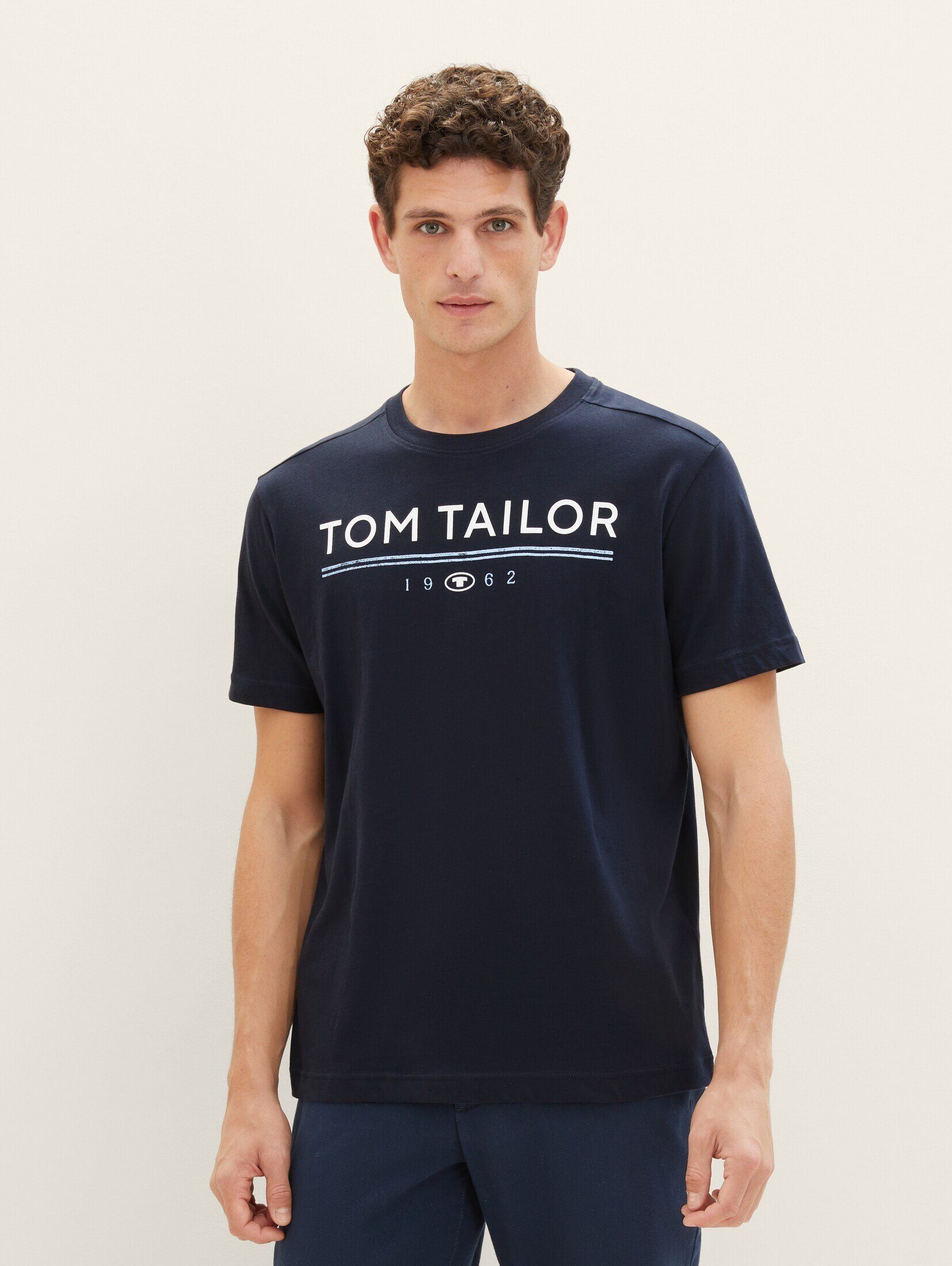 TOM TAILOR T-Shirt captain blue Print Logo T-Shirt mit sky