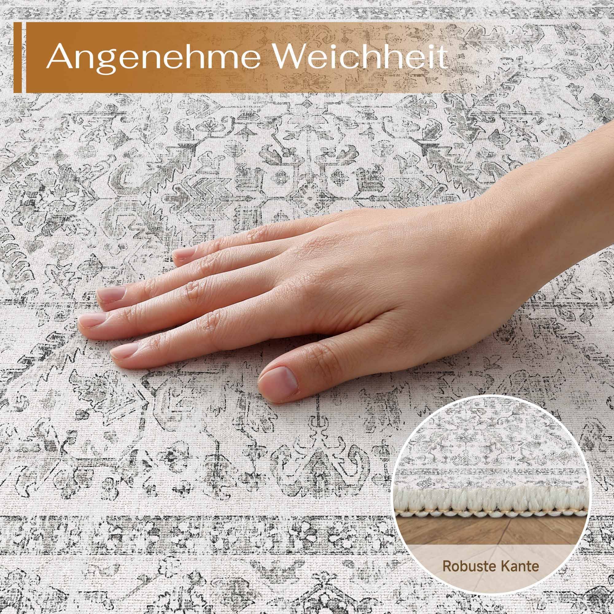 PURECOZY Teppich Kurzflor im Persien-Stil, rutschfest und pflegeleicht, rechteckig, Höhe: 6.1 mm, geeignet für verschiedene Innenräume – Bild 4 von 5