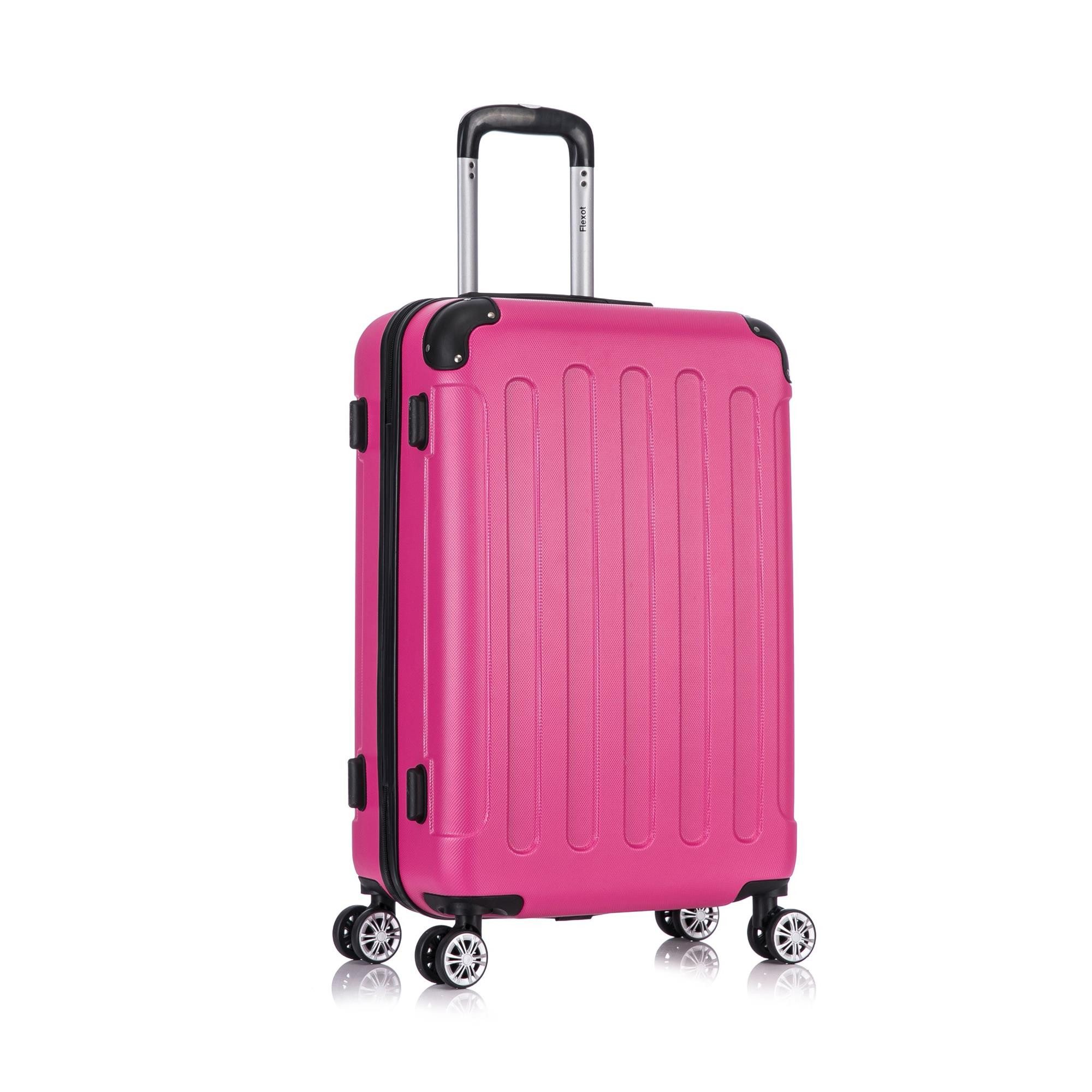 Flexot Hartschalen-Trolley F-2045 Kofferset, 360° Rollen, robuster Reisekoffer, Bordcase, 4 Rollen, Robuster und moderner Koffer mit vier 360° Rollen und Zahlenschloss