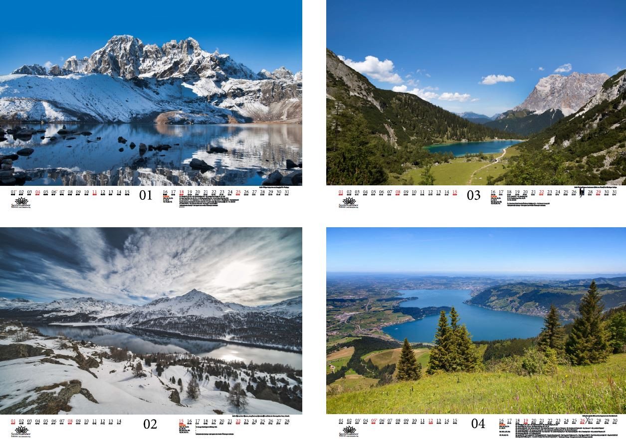 Thumbnail - Seelenzauber Wandkalender Reisezauber Bergseen DIN A3 Kalender für 2026 Bergseen Gipfel Berge