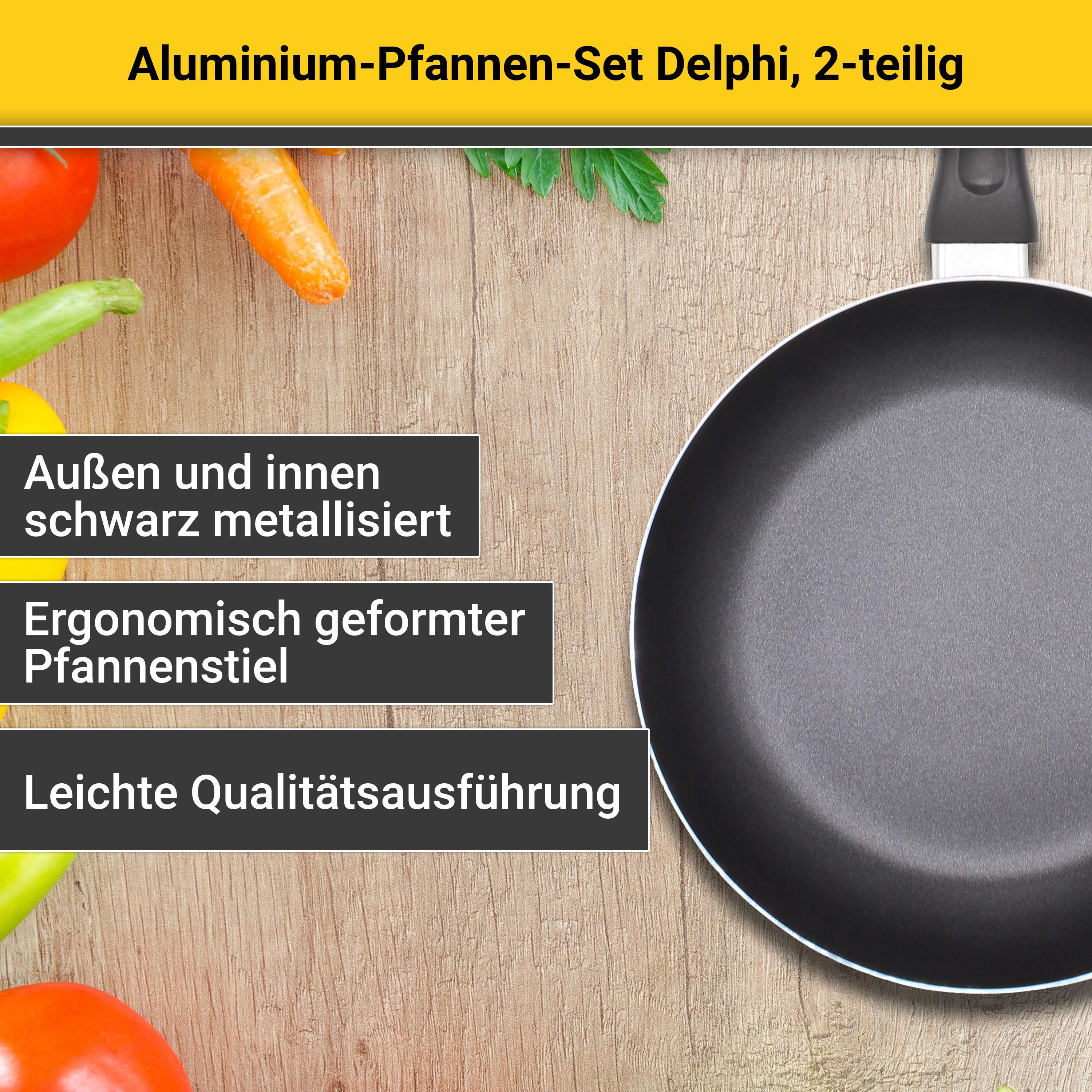 Krüger Pfannen-Set Aluminium Pfannen-Set DELPHI 2 tlg. (16 + 24 cm), Aluminium (Set, 2-tlg., 1x Bratpfanne Ø 16 cm (H. 4,5 cm), 1x Bratpfanne Ø 24 cm (H. 4,5 cm – Bild 3 von 5