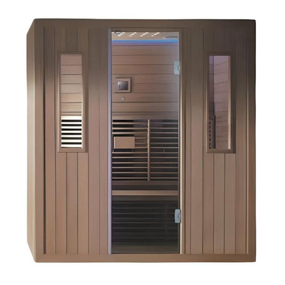 JVmoebel Sauna Designsauna aus Massivholz in Braun – Trockensauna für Zuhause, (1-St) Made in Europe