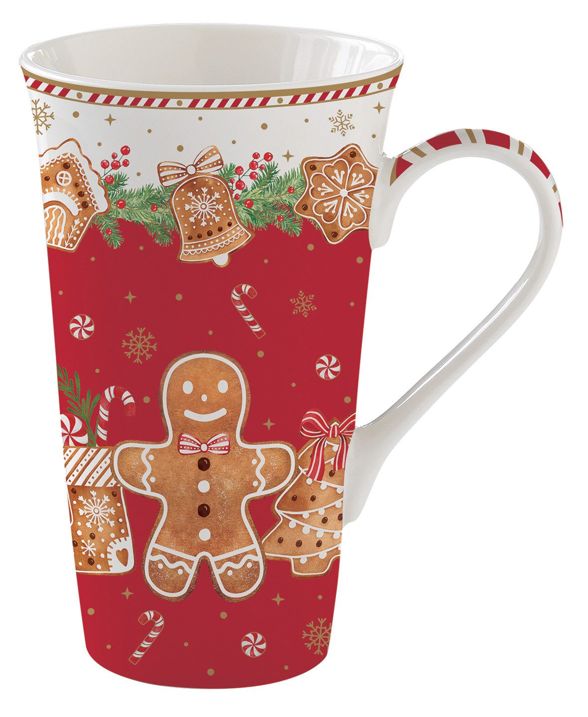 EasyLife Tasse Fancy Gingerbread, Porzellan, Spülmaschinengeeignet, Mehrfarbig, Lebkuchenmann, H: 16.5cm